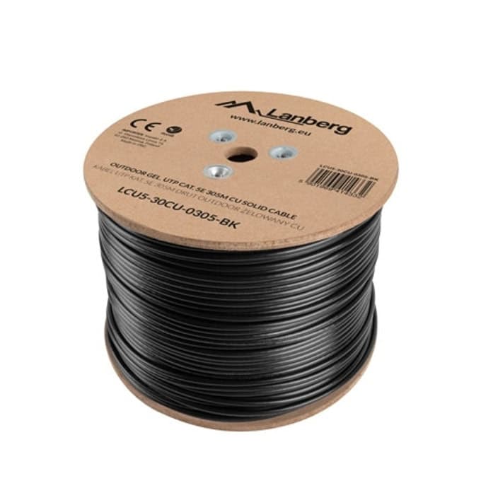 Lanberg LAN cable CAT.5e utp 305m solid outdoor gel-filled cu black fluke passed