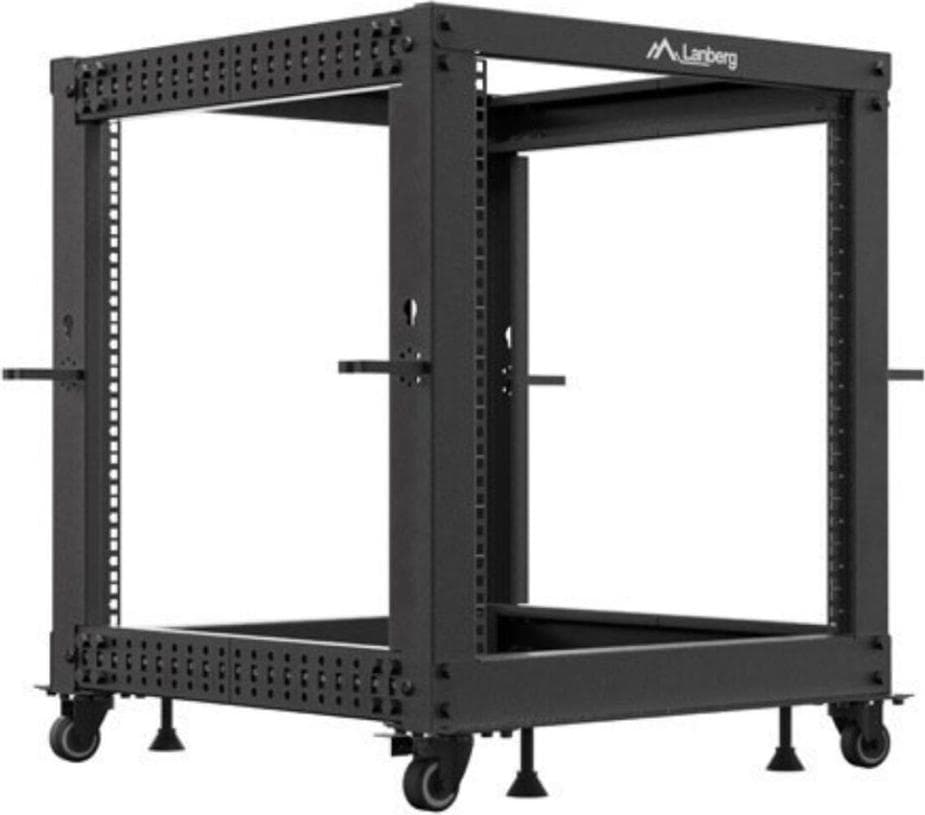 Lanberg open rack 19" 12U 600x600-1100 adjustable, black
