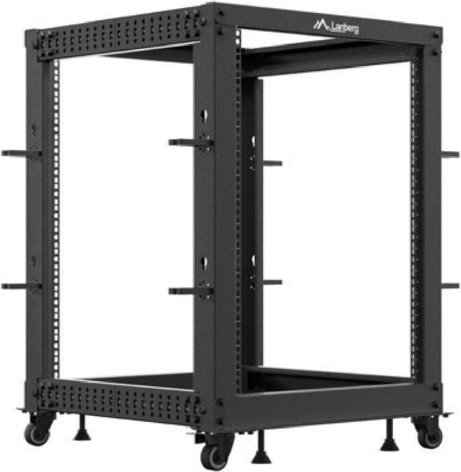 Lanberg open rack 19" 15U 600x600-1100 adjustable, black