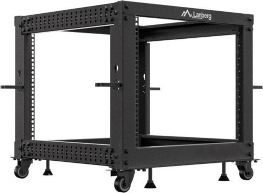 Lanberg open rack 19" 9U 600x600-1100 adjustable, black