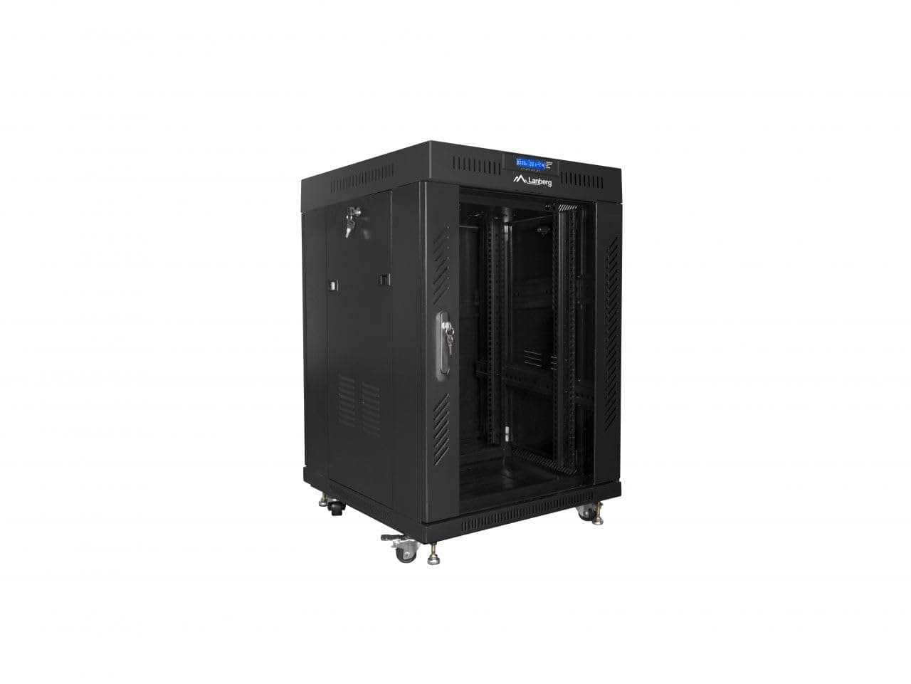 Lanberg rack cabinet 19" free-standing 15U/600x600 (flat pack) with glass door lcd black v2