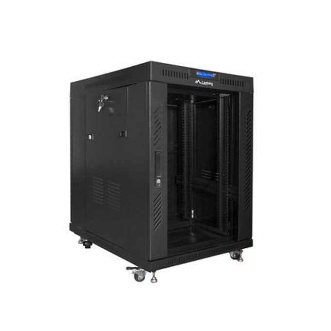 Lanberg rack cabinet 19" free-standing 15U/800x1000 (flat pack) with glass door lcd black v2