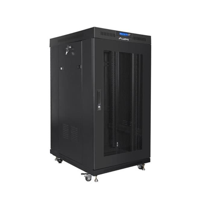 Lanberg rack cabinet 19" free-standing 22U/800x800 (flat pack) with glass door lcd black v2