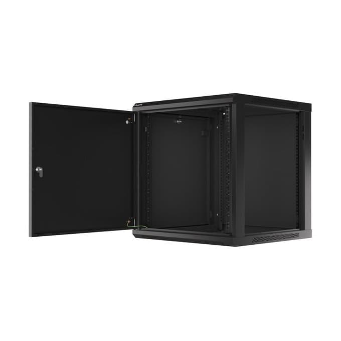Lanberg rack cabinet 19" wall-mount 12U/600x600 for self-assembly with metal door black (flat pack)