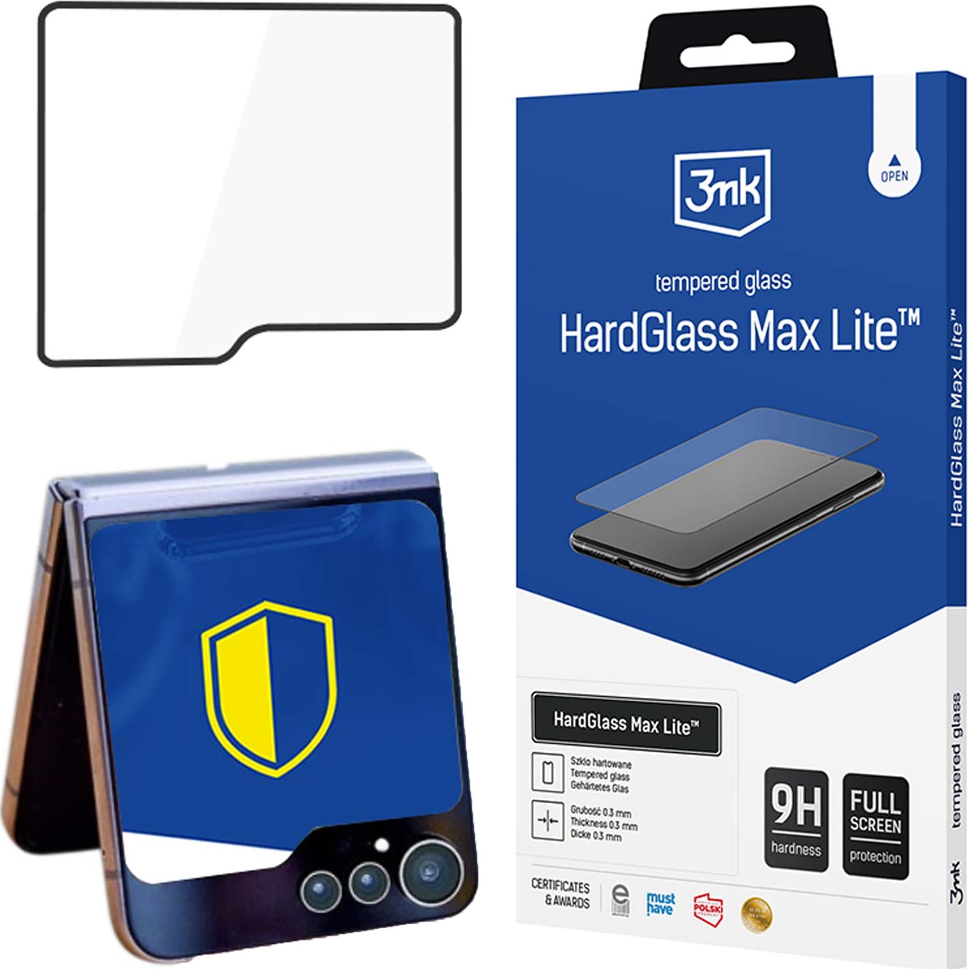 Калено стъклено защитно покритие за външния дисплей на Samsung Galaxy Z Flip6 - 3MK HardGlass Max Lite Full Screen Tempered Glass (черен-прозрачен)