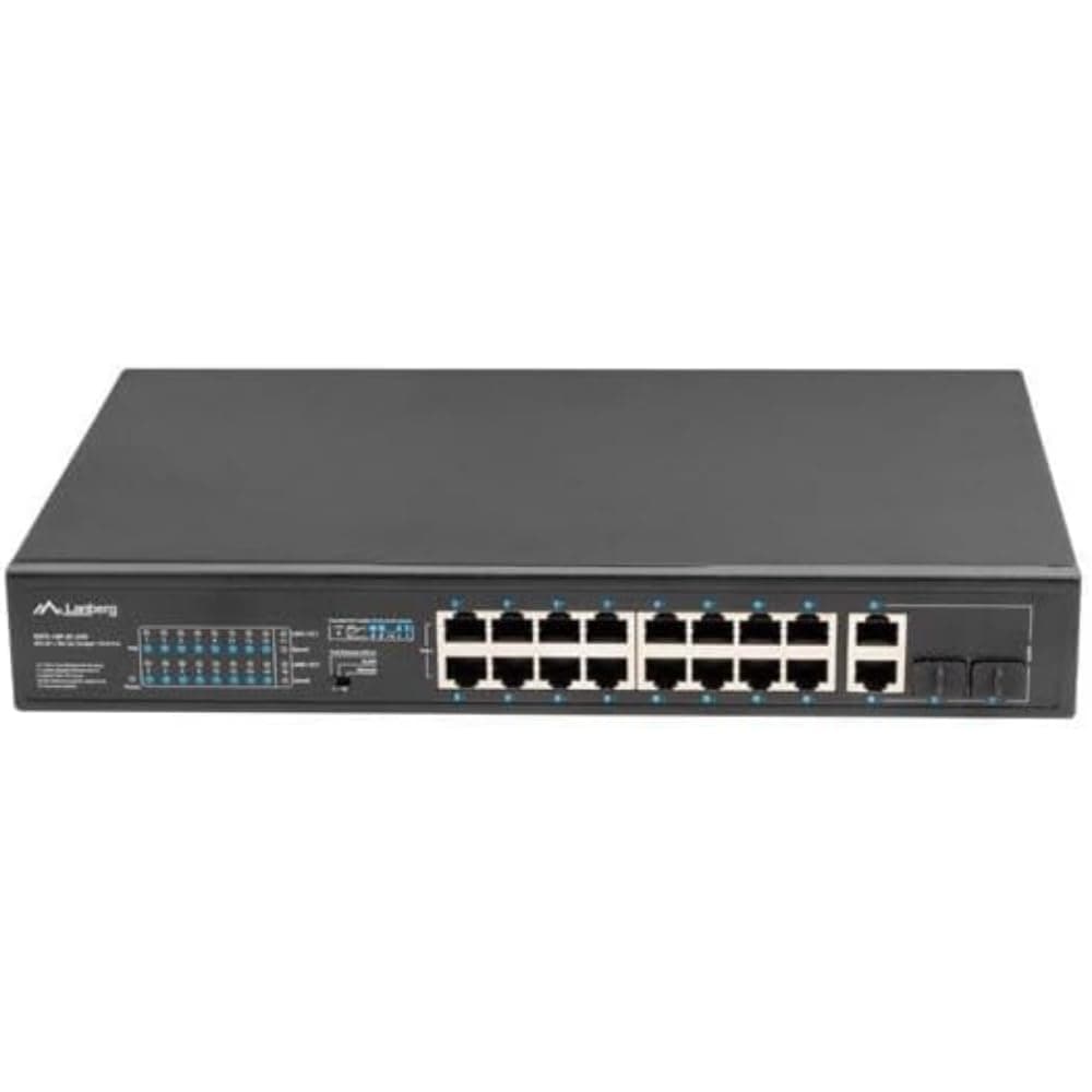 Lanberg switch 16x 100mb poe+/2x 1GB/1x sfp rack 19" unmanaged gigabit ethernet 250w