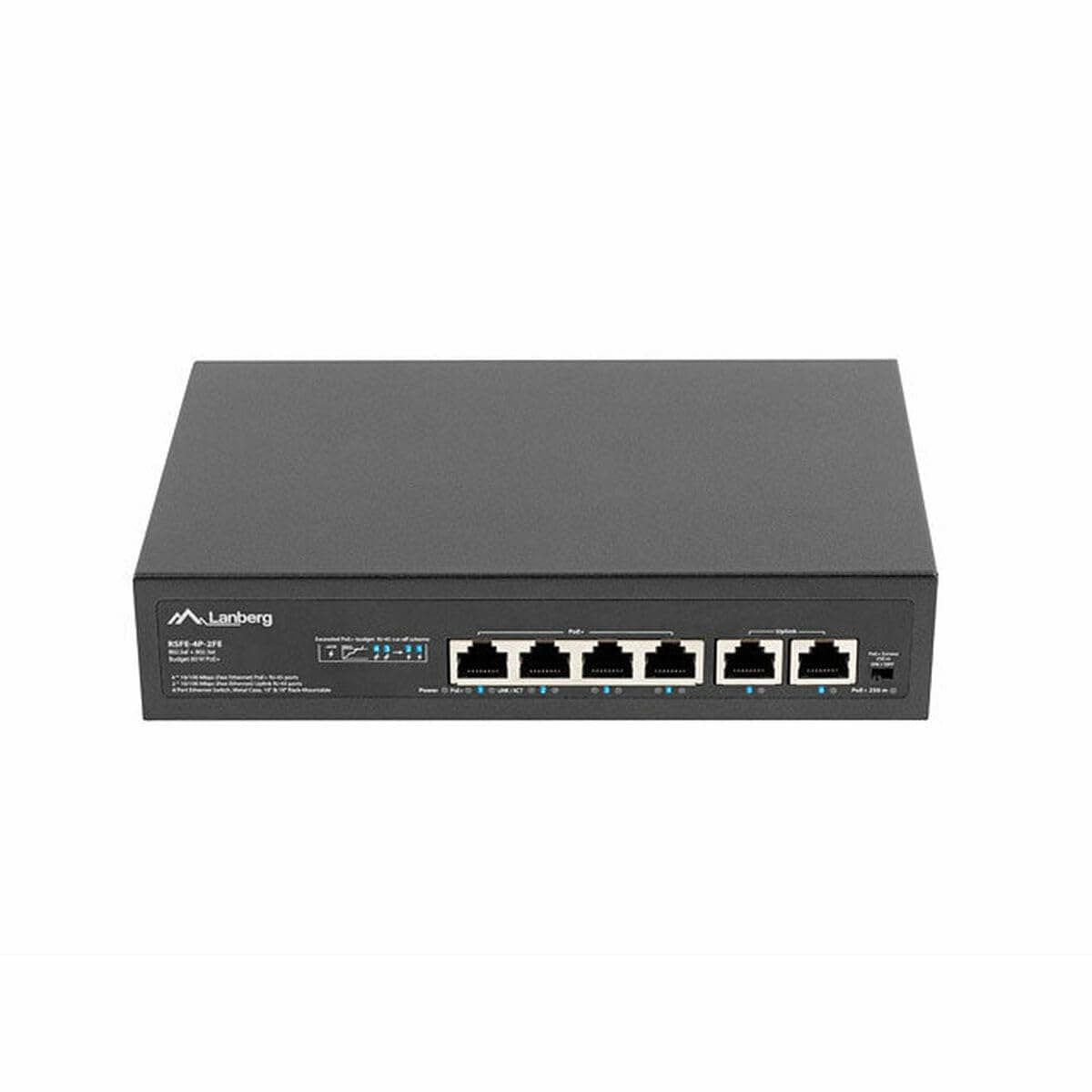Lanberg switch 4x 100mb poe+/2x 100mb unmanaged rack 10"/19" fast ethernet 60w