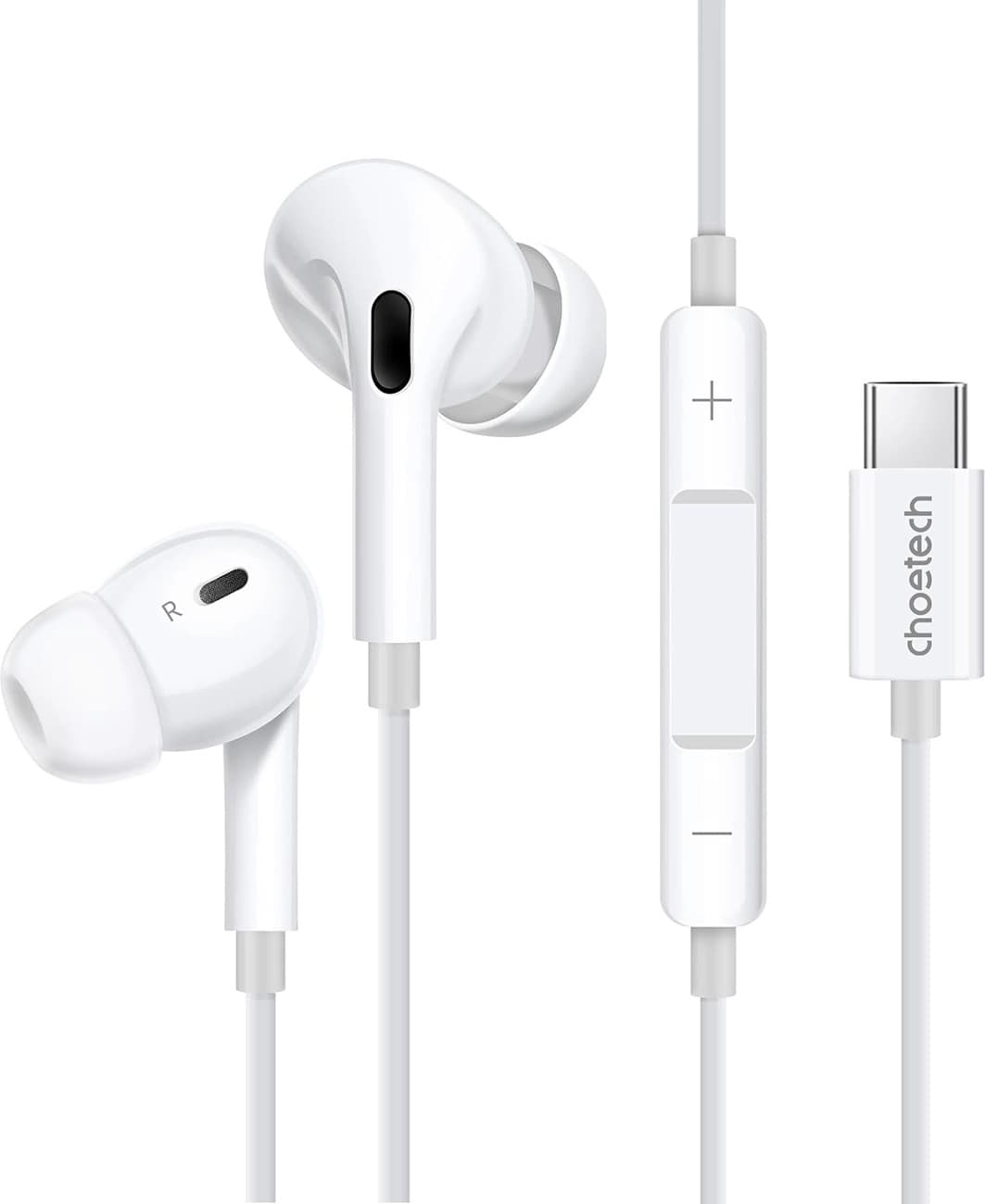 Слушалки Choetech OC-A011, USB-C, микрофон, бели