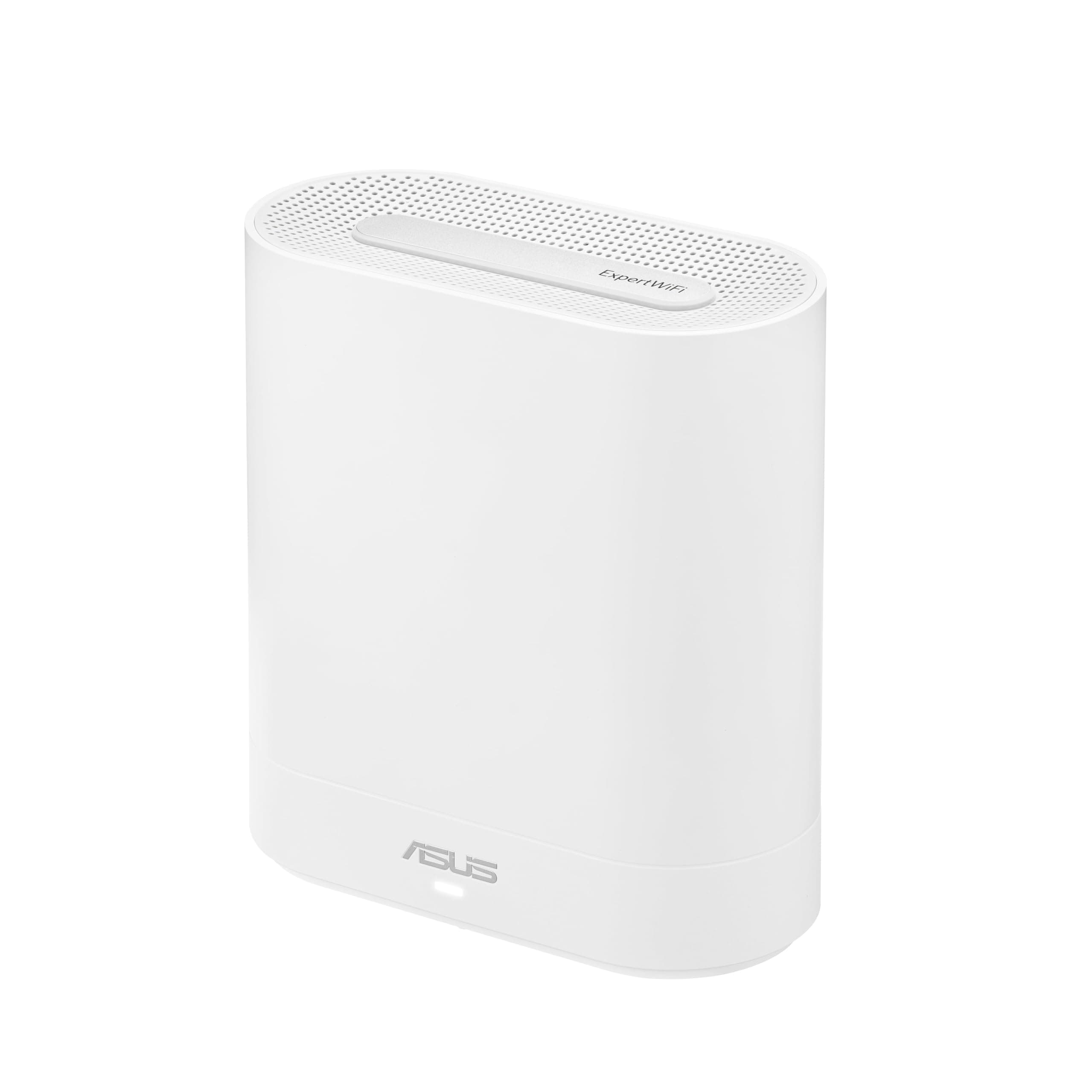 Asus Business Mesh WiFi system, ExpertWiFi EBM68 1PK, AX7800, Tri-Band, Quad-Core 1.7GHz CPU, 256MB/1GB Flash/RAM, 2.5G port, OFDMA, Beamforming, 8 SSIDs, customize guest portal, Commercial-Grade Network Security & VPN, wall mounting, White