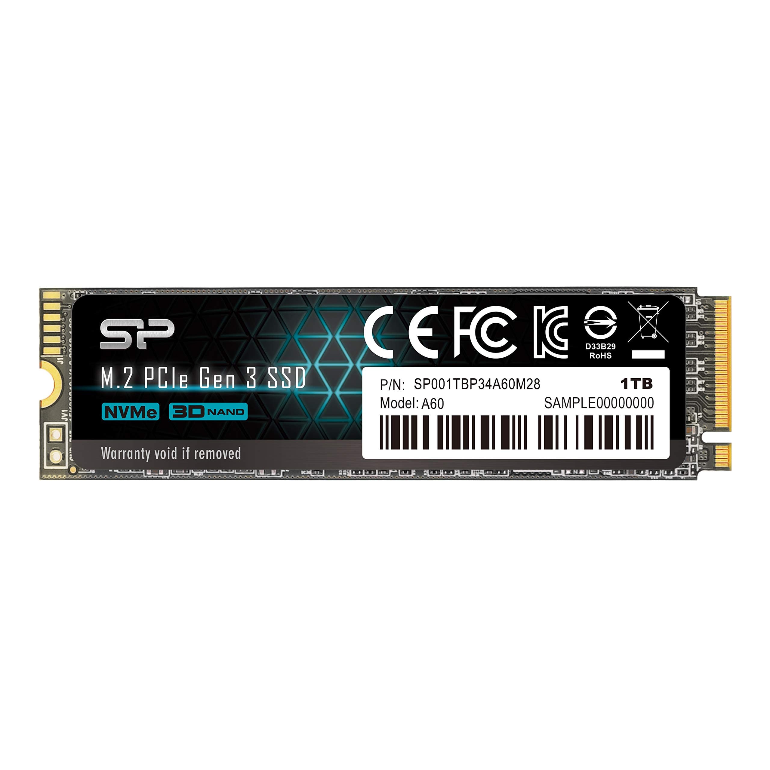 SSD Silicon Power A60 M.2-2280 PCIe Gen 3x4 NVMe 1ТВ