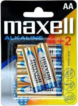 Алкална батерия MAXELL AA, LR-6, 4+2 бр. в опаковка, 1.5V