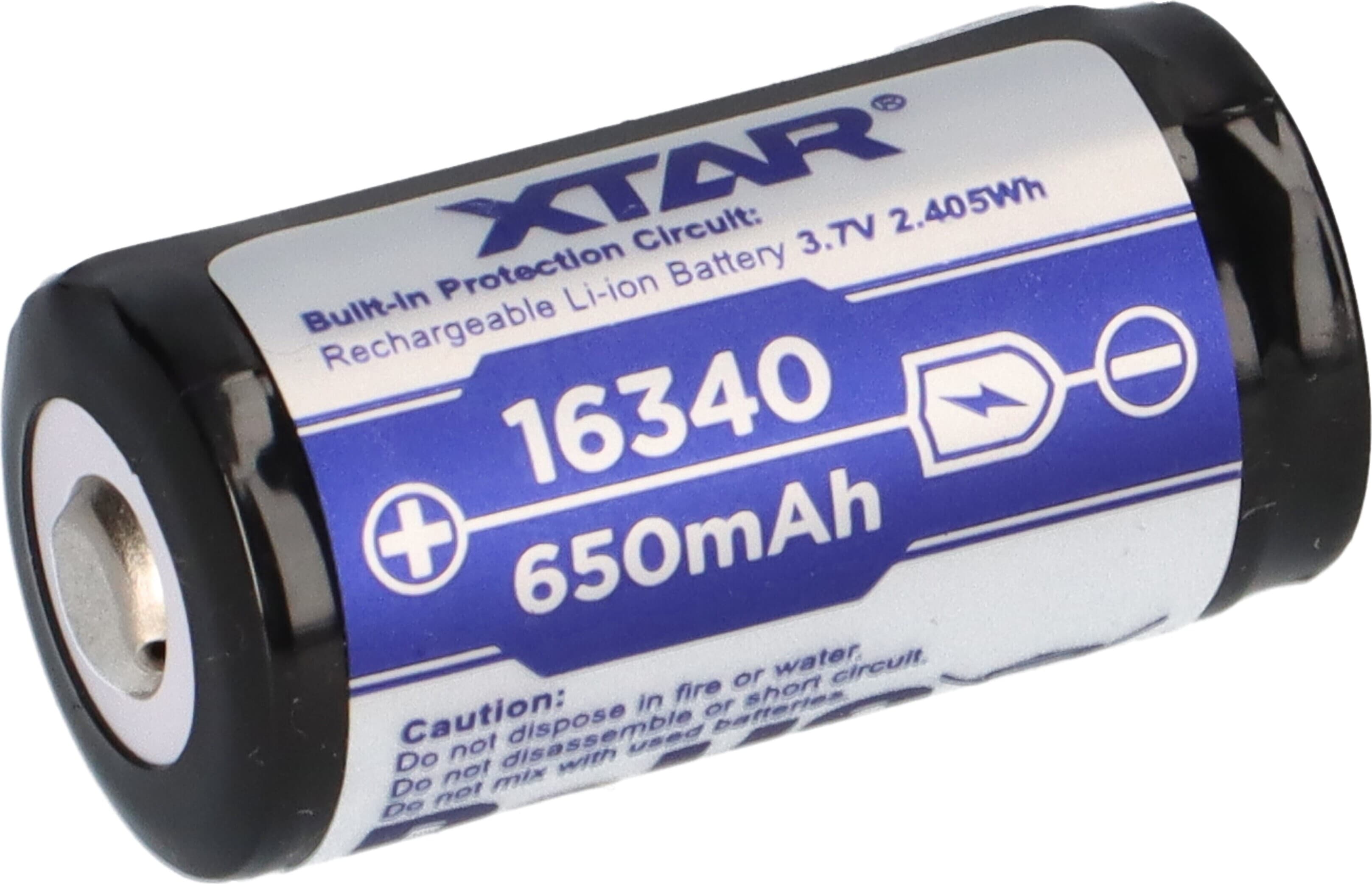 Акумулаторна батерия CR-123, LiIon, 3.7V, 16340, 650mAh, XTAR