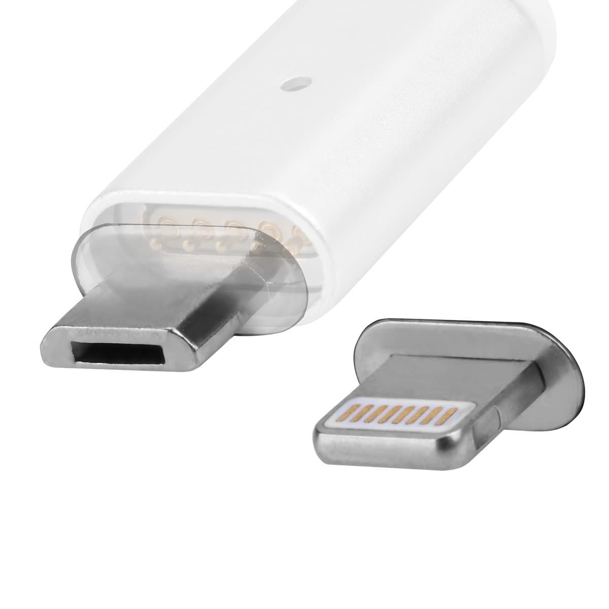 Магнитни накрайници (за магнитен кабел GravityCord) с Lightning и MicroUSB конектори - 4smarts Magnetic Lightning & Micro USB GravityCord Connectors (сребрист)