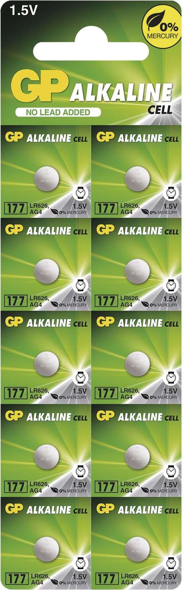 Бутонна алкална батерия GP177 LR-626/ 10 бр./pack цена за 1 бр./ AG4 1.55V GP