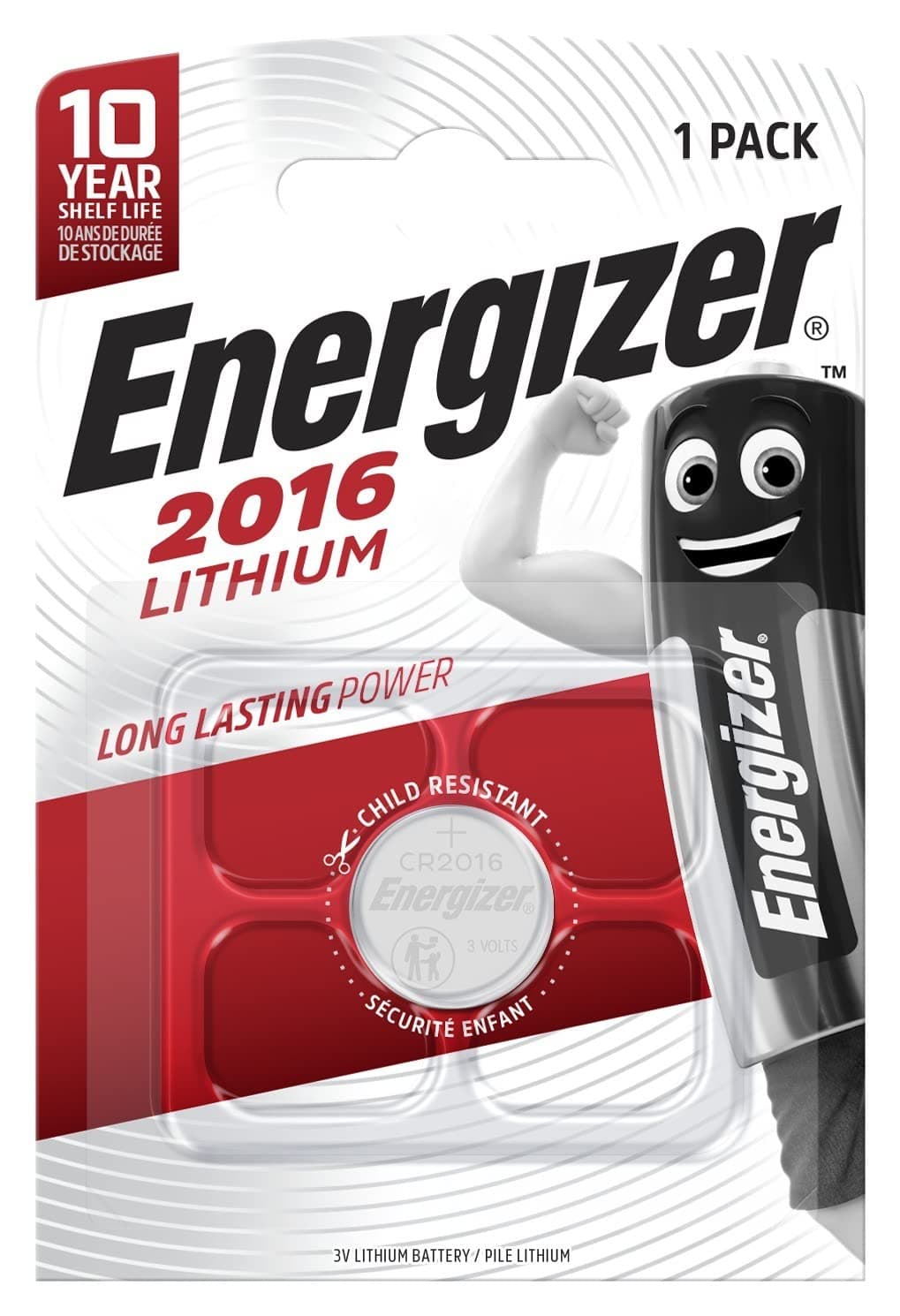 Бутонна батерия литиева ENERGIZER CR2016, 3V, 1 бр. в блистер