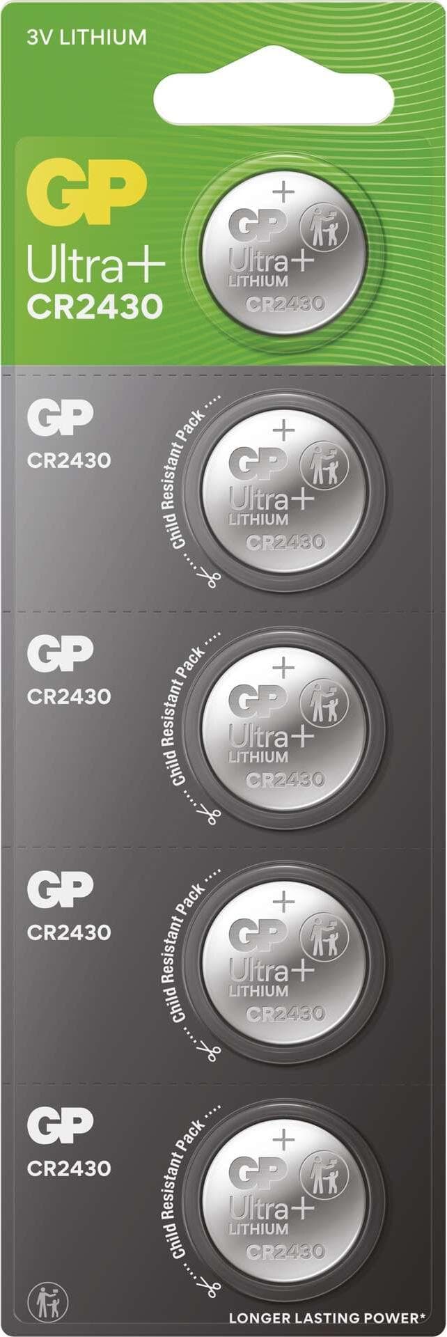 Бутонна батерия литиева GP CR2430, 3V, 5 бр. в блистер, цена за 1 бр.
