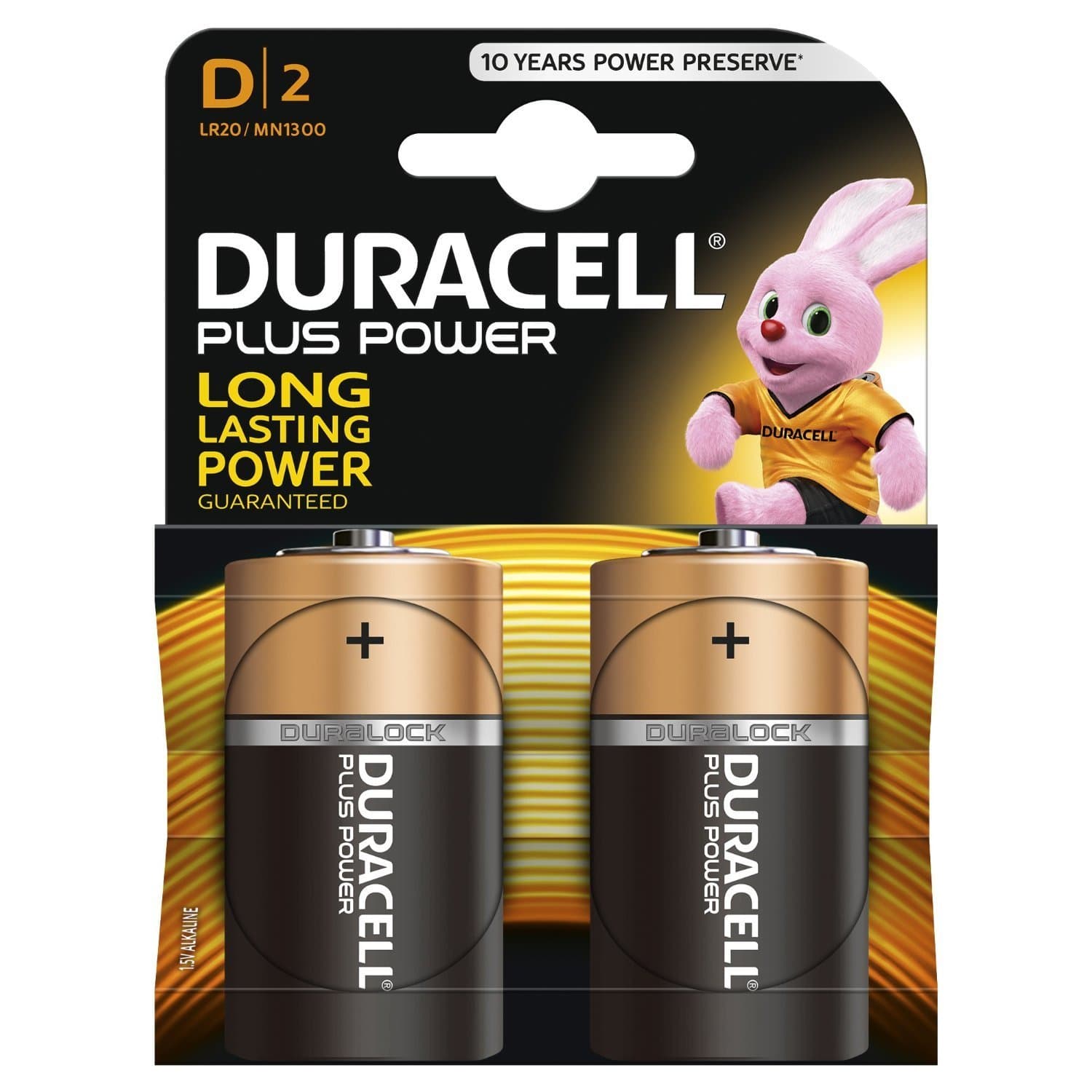 Алкална батерия DURACELL LR20 D PLUS /2 бр. в опаковка/ 1.5V