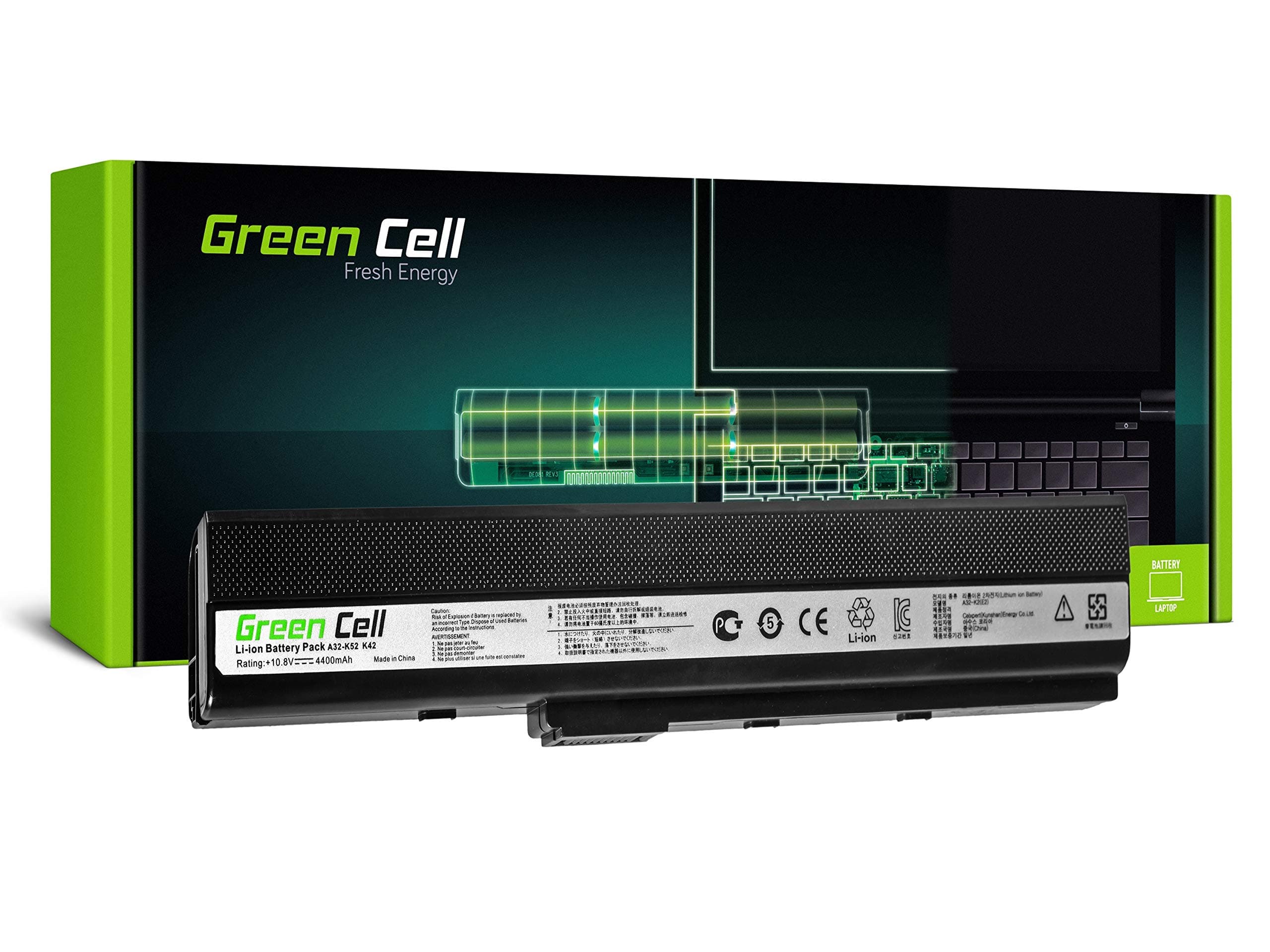 Батерия за лаптоп GREEN CELL, Asus K52 K52J K52F K52JC K52JR, 10.8V, 4400mAh
