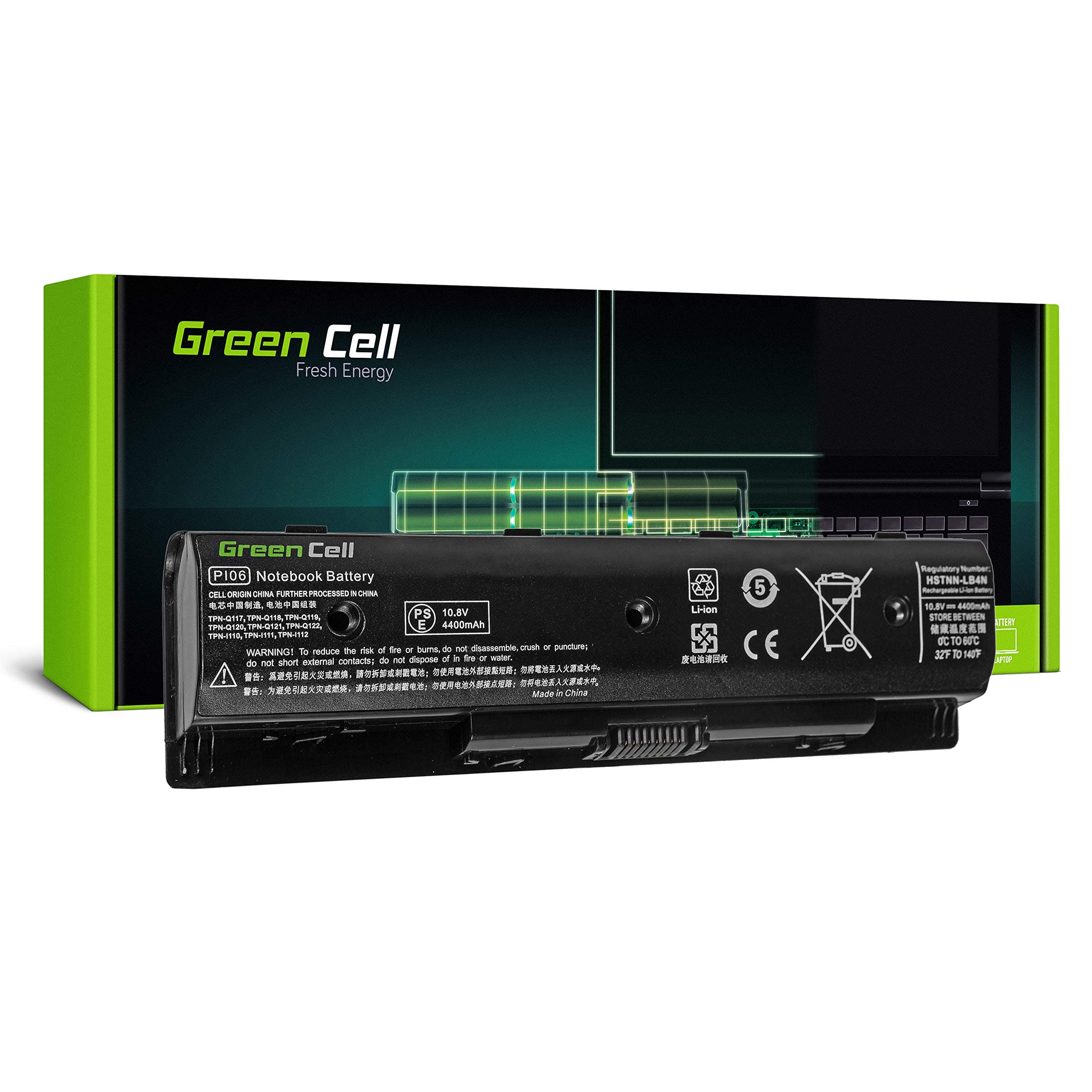 Батерия за лаптоп GREEN CELL, PI06 for HP Pavilion 14 15 17 Envy 15 17 LB4N, 10.8V, 4400mAh