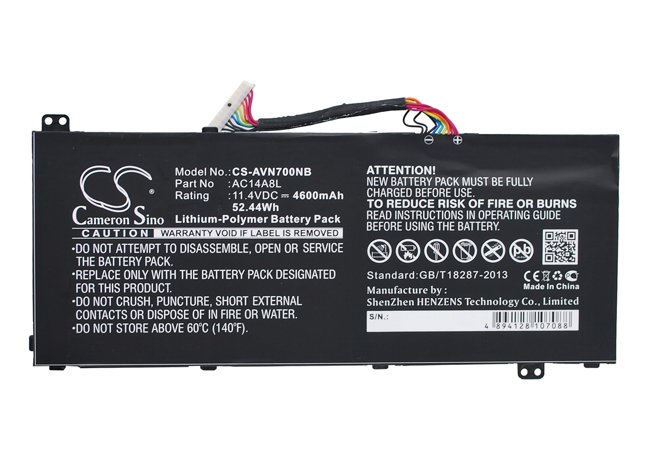 Батерия за лаптоп Acer Aspire Nitro V15 VN7-571G VN7-572G VN7-591G VN7-592G i V17 VN7-791G VN7-792G AC14A8L, 11.4V, 4600mAh CAMERON SINO