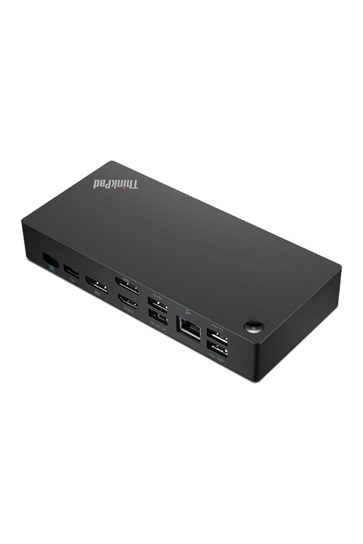 Докинг станция Lenovo ThinkPad Universal USB-C Dock (40AY0090EU), от USB C към 1x USB C, 5x USB A, 2x DisplayPort, 1x HDMI, 1x RJ45, 1x AUX, черен