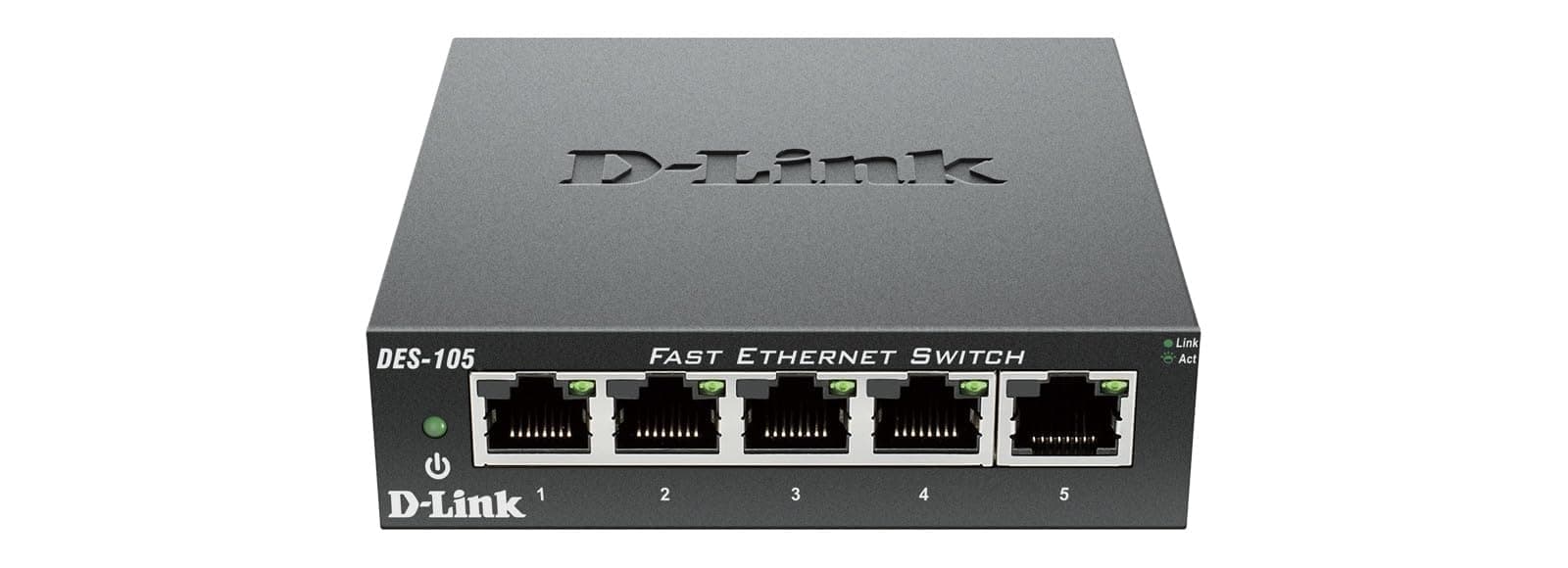 Суич D-Link DES-105/E, 5 портов 10/100, метален корпус