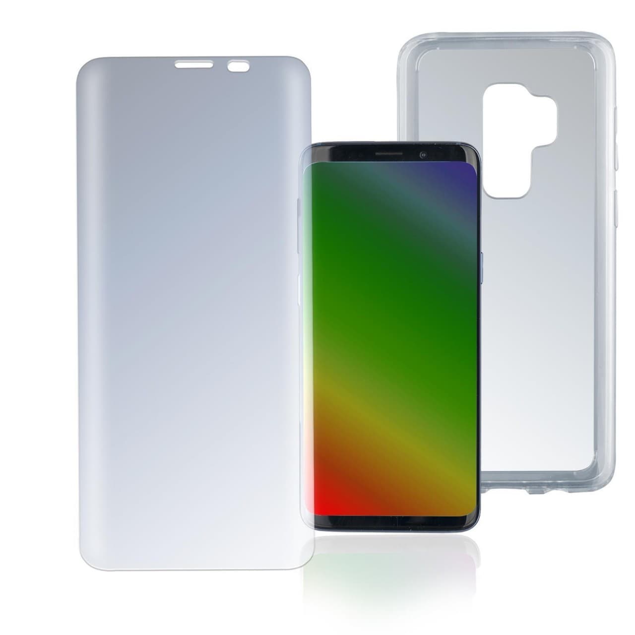 Хибриден кейс и стъклено защитно покритие с извити ръбове за Samsung Galaxy S8 Plus - 4smarts 360° Protection Set (прозрачен)
