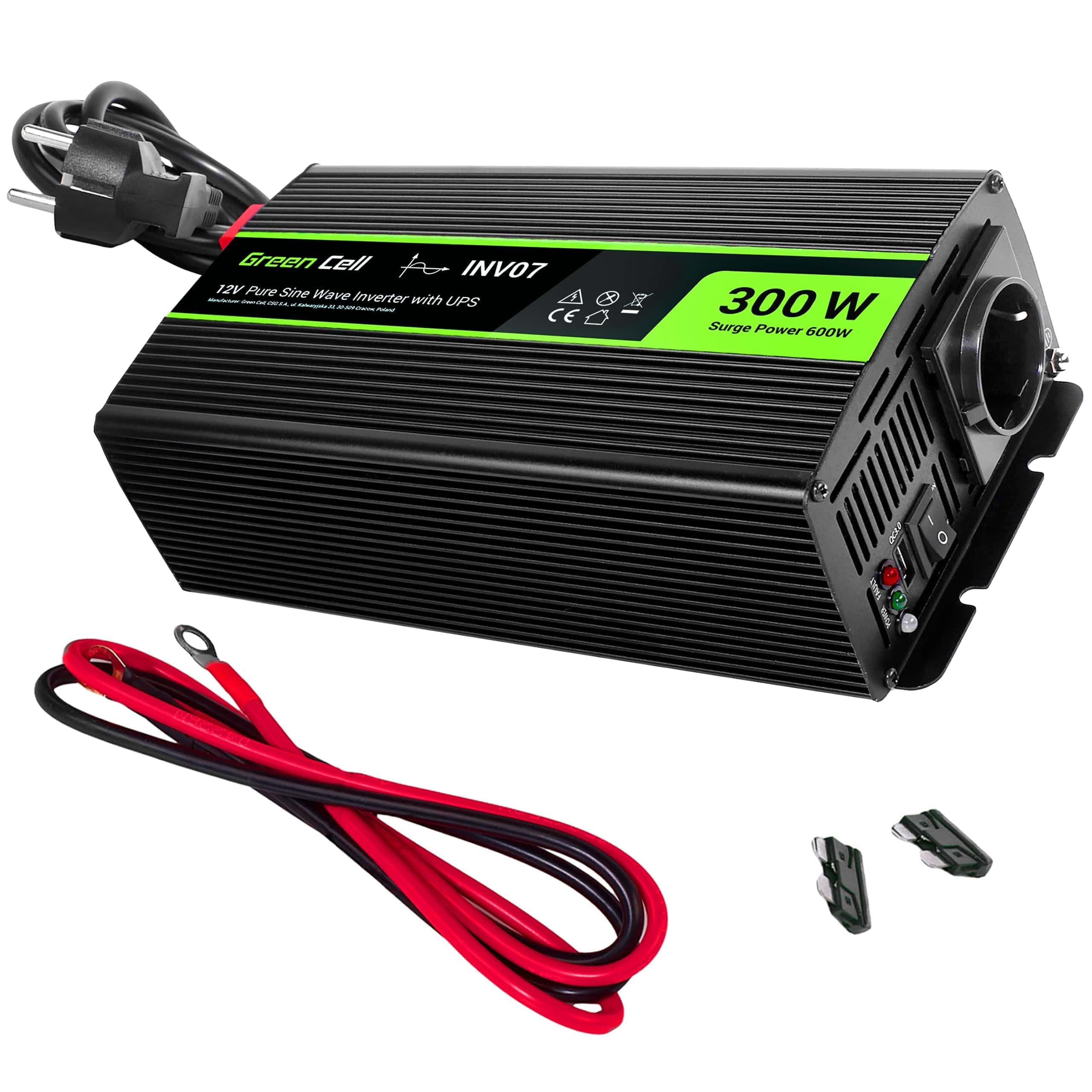 Инвертор UPS GREEN CELL, 12V, 300W/600W, Pure Sine Wave