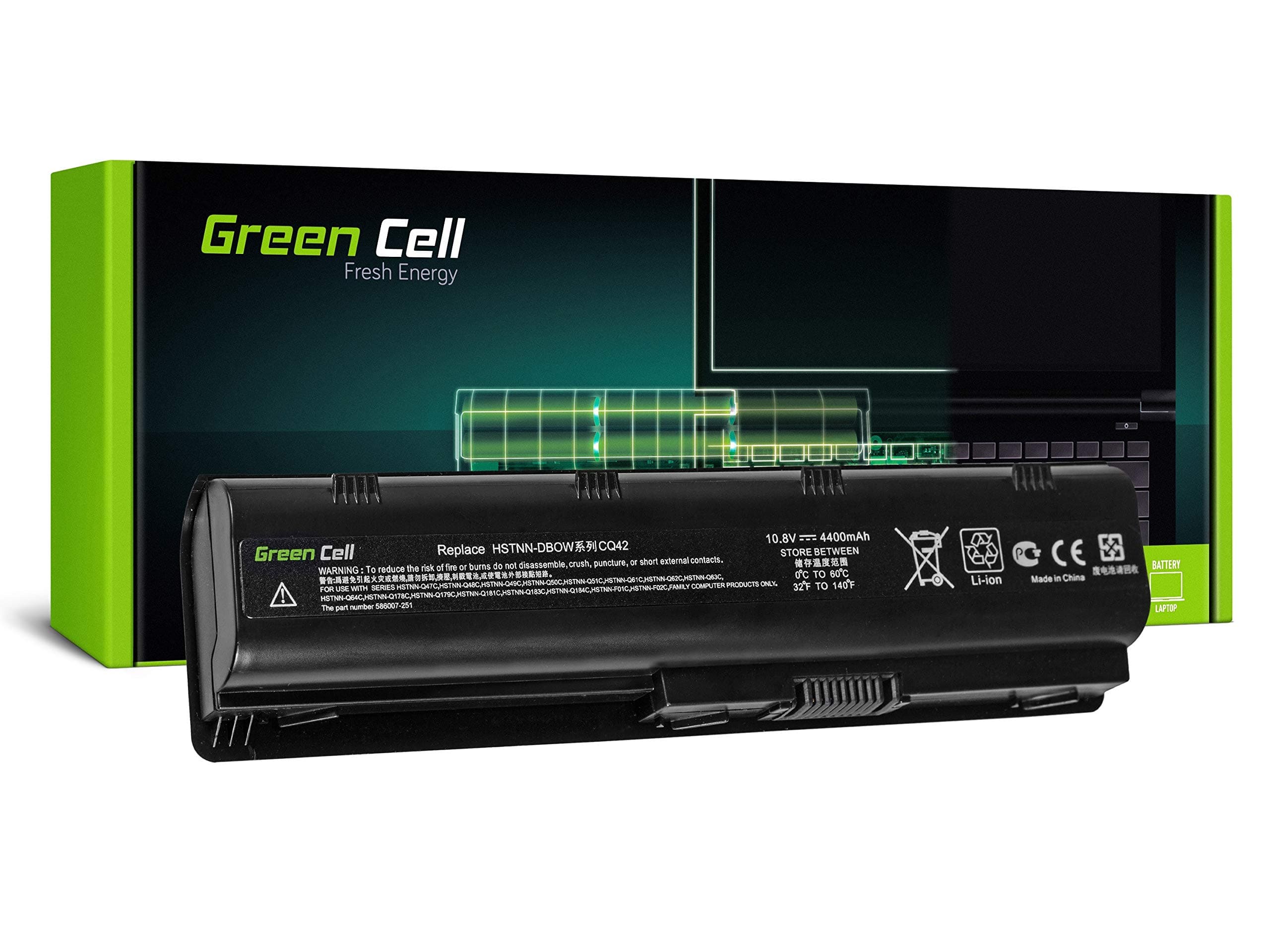 Батерия за лаптоп GREEN CELL, HP G32/G42/G62/G72 Presario CQ31/CQ42 CB0W / DB0W 10.8V, 4400mAh, Черен