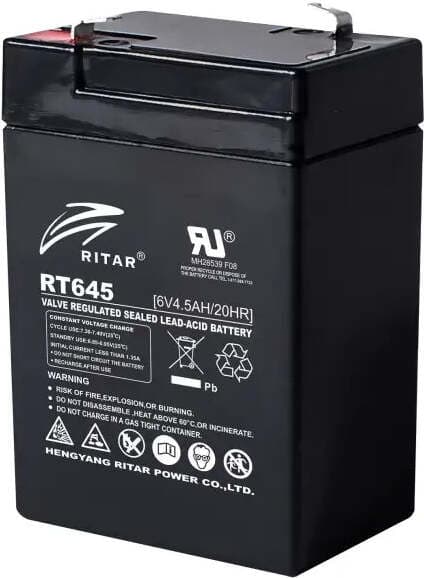 Оловна батерия RITAR, (RT645) AGM, 6V, 4.5Ah, 70/ 47/ 99mm, Терминал1