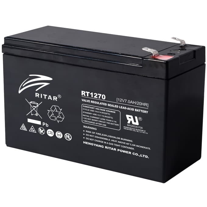 Оловна Батерия RITAR, (RT1270) AGM, 12V, 7Ah, 151/ 65/ 94 mm, Терминал2