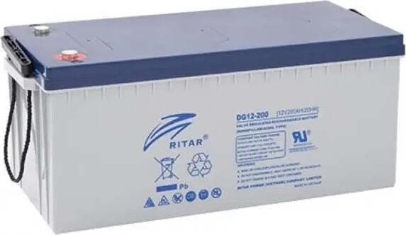 Оловна гелова батерия RITAR (DG12-200), 12V, 200Ah, 522 /240/ 219 mm, F10/M8
