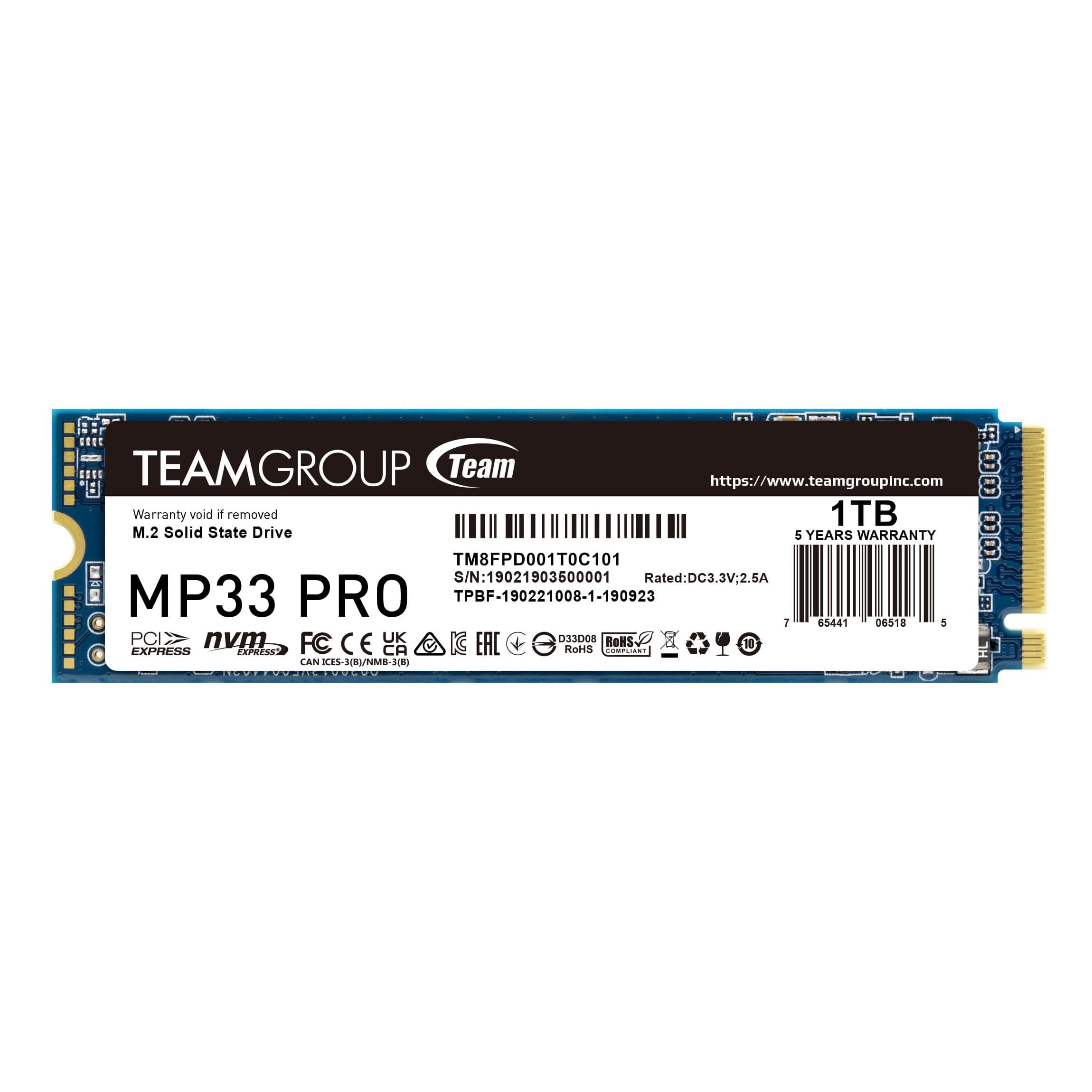 SSD Team Group MP33 PRO, M.2 2280 NVMe, 1TB, PCIe Gen3x4