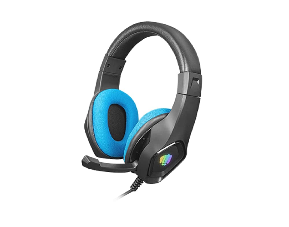 Слушалки Fury Phantom Black-Blue NFU-1679, USB, AUX, микрофон, гейминг, RGB подсветка, черни