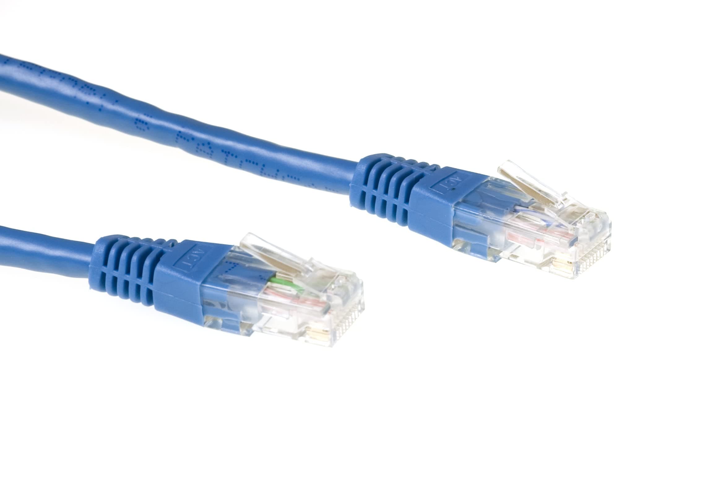 Мрежов пач кабел ACT U/UTP, CAT 6, RJ-45 - RJ-45, 0.5 m, Медни проводници, Син, Булк опаковка