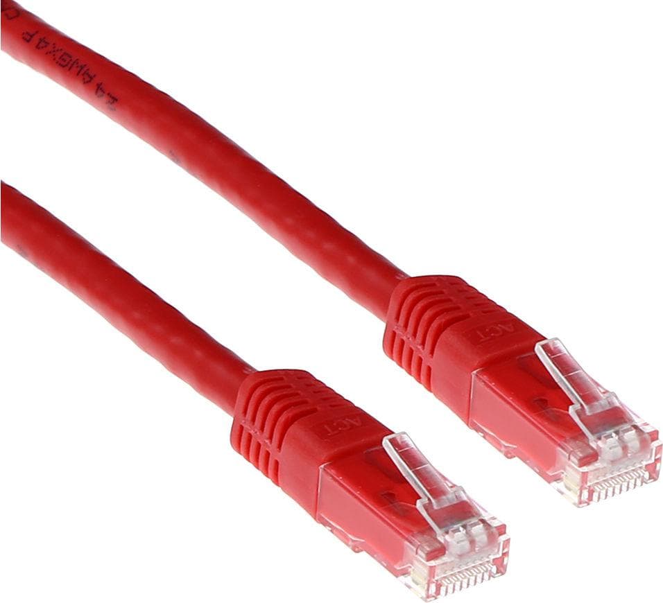 Мрежов пач кабел ACT U/UTP, CAT 6, RJ-45 - RJ-45, 5 m, Медни проводници, Червен, Булк опаковка