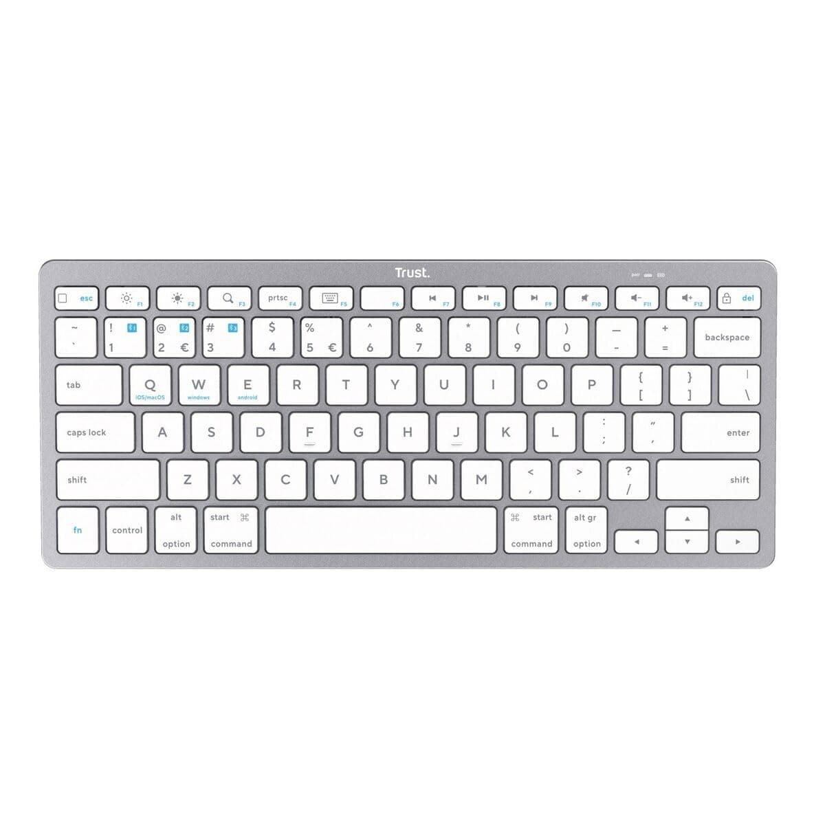 Клавиатура Trust Basics (24651), безжична, сива, Bluetooth