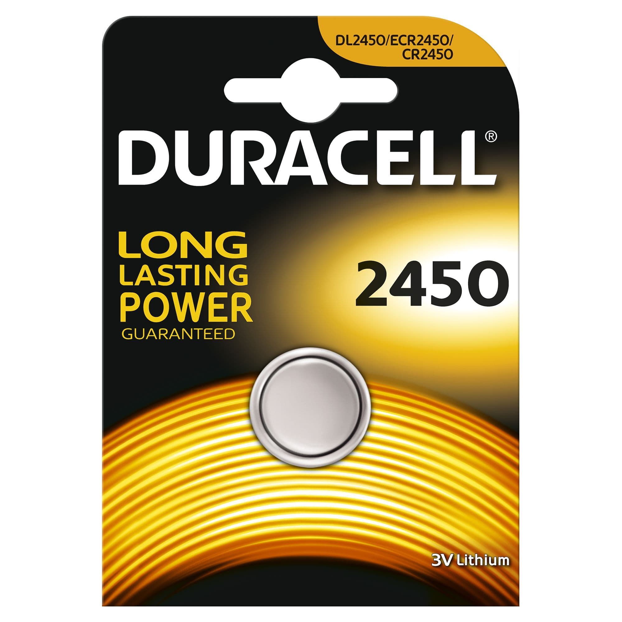Бутонна батерия литиева DURACELL CR2450, 3V, 1 бр. в блистер, цена за 1 бр.