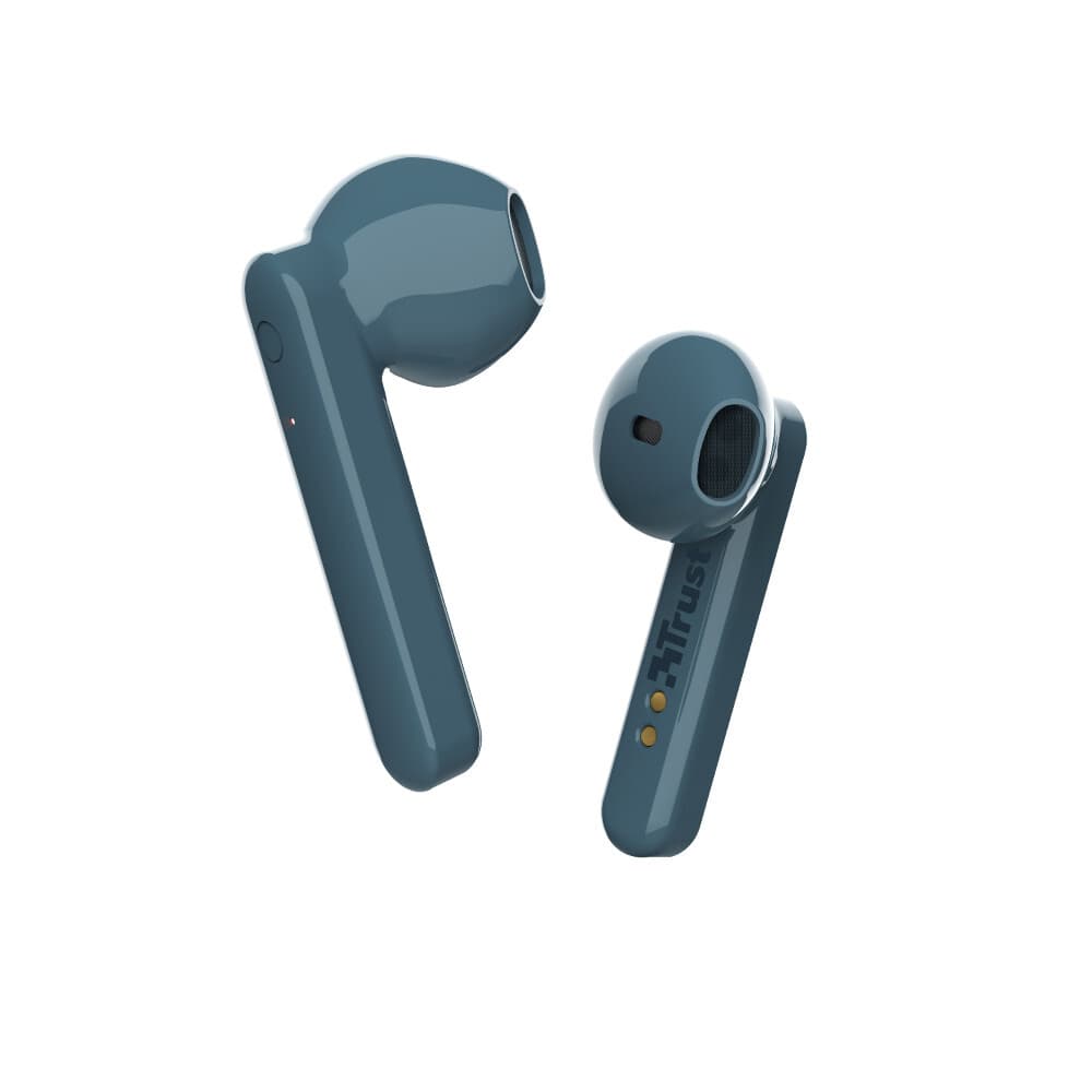 Слушалки Trust Primo Touch Bluetooth, микрофон, Bluetooth, до 4ч. издръжливост на батерията, с кутия за зареждане, сини