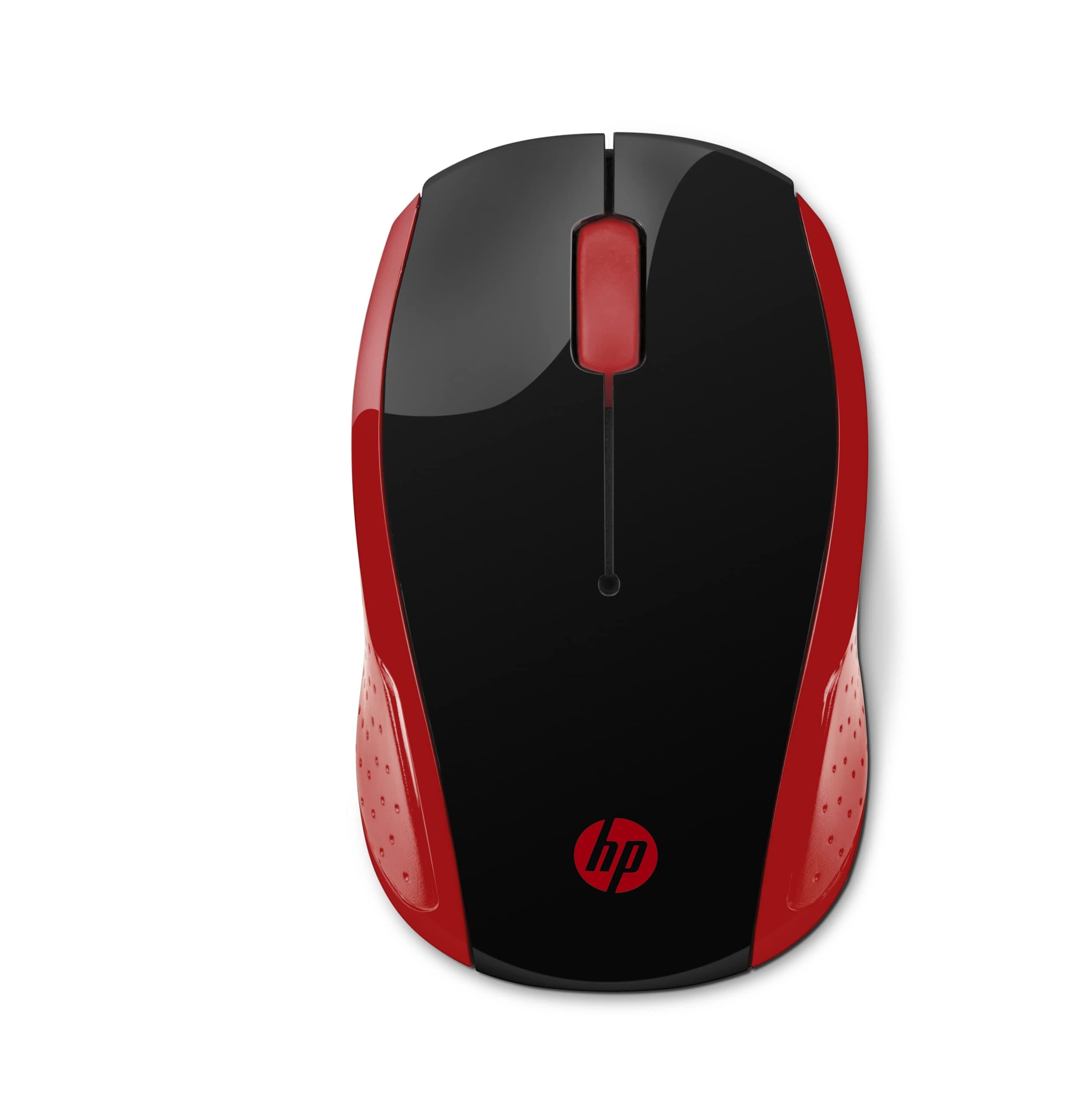 Мишка HP 200, оптична (1000 dpi), безжична, USB, черна/червена