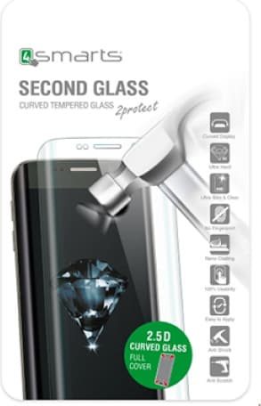 Калено стъклено защитно покритие с извити ръбове за целия дисплея на iPhone 8 Plus, iPhone 7 Plus - 4smarts Second Glass Curved Rim 2.5D (прозрачен-златист)