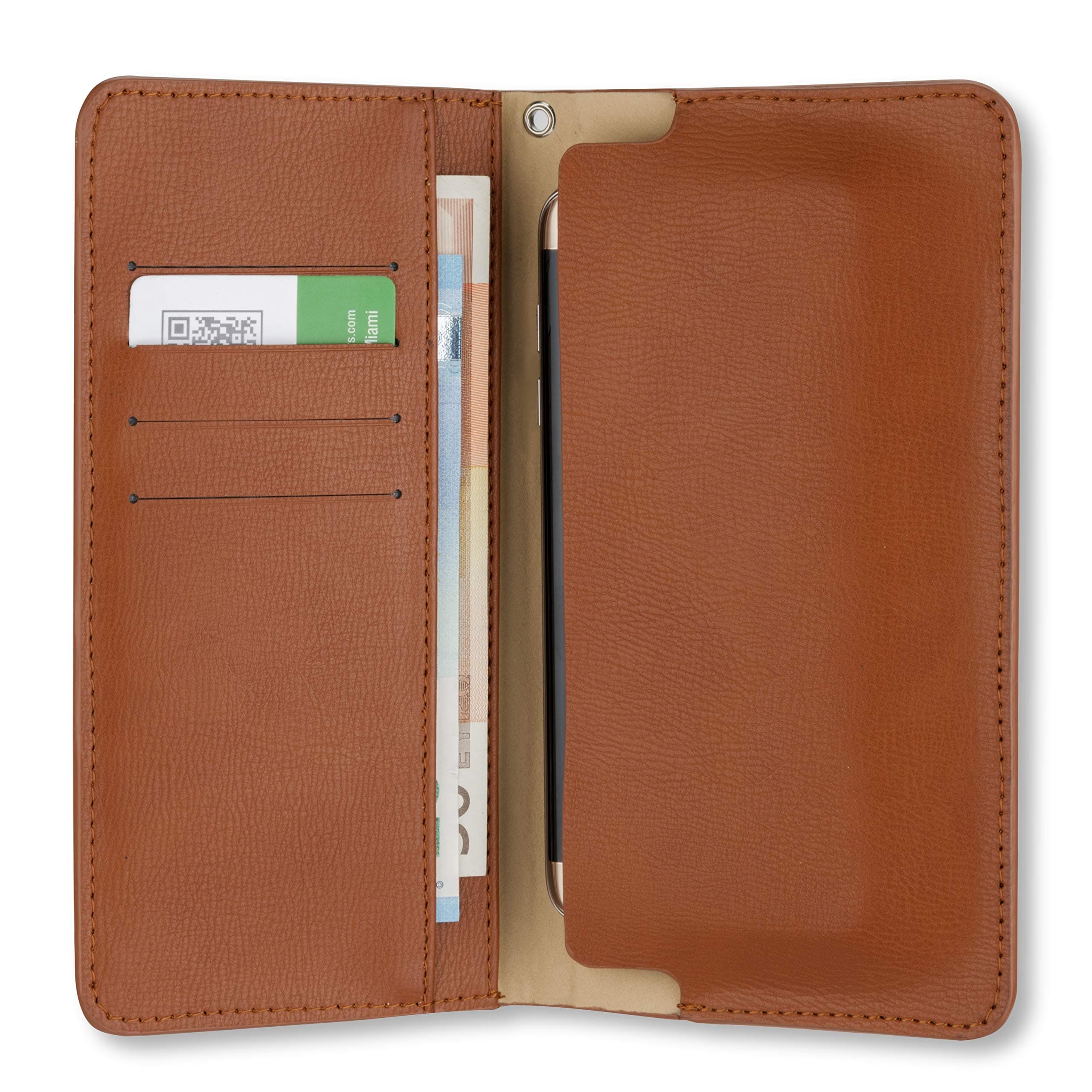 Универсален кожен калъф с тип портфейл за смартфони до 5.2 инча - 4smarts Newtown Wallet Universal Case (кафяв)
