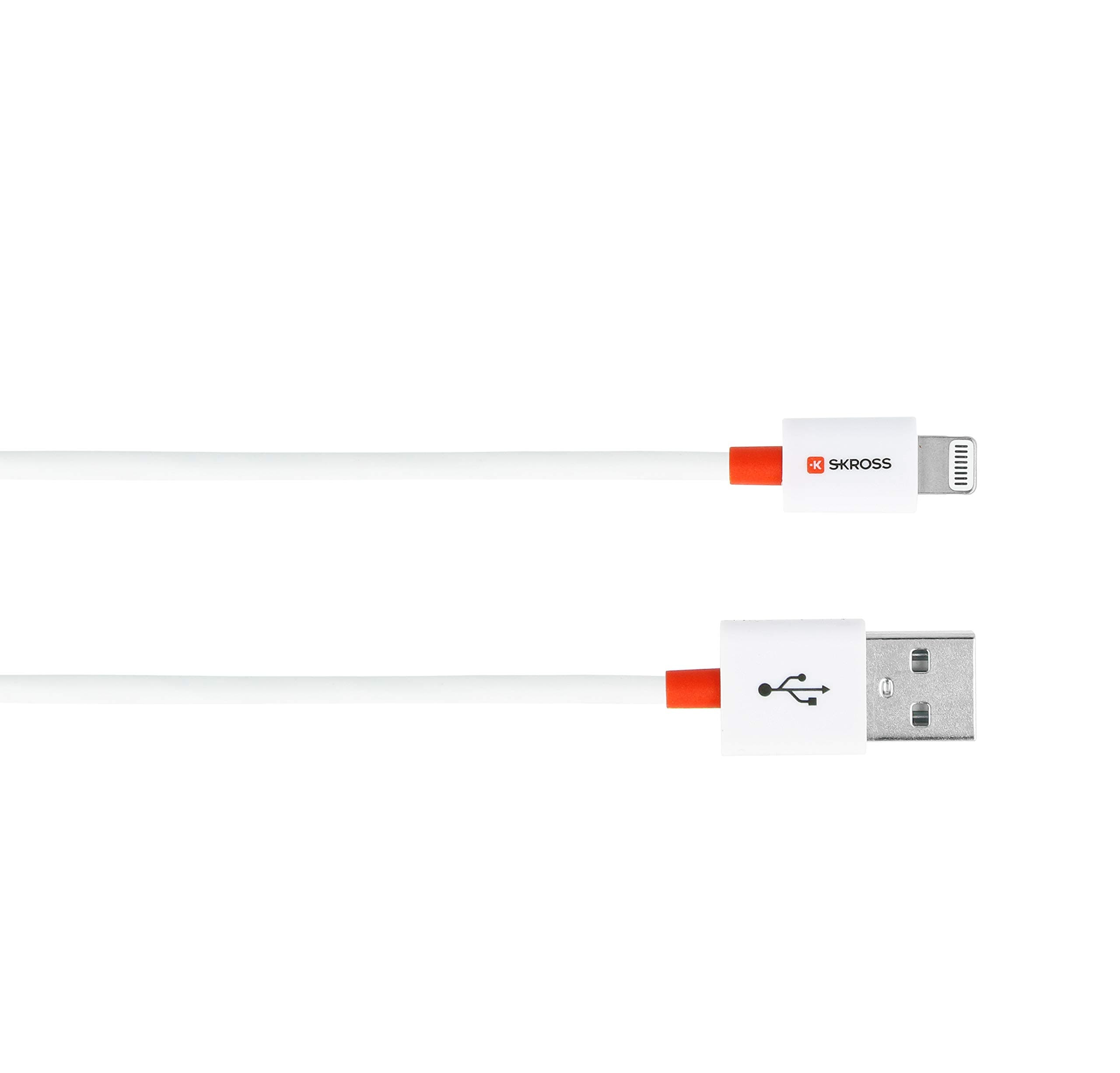 Кабел Skross, Lightning - USB-A 2.0 мъжко, 2.0 м, Бял