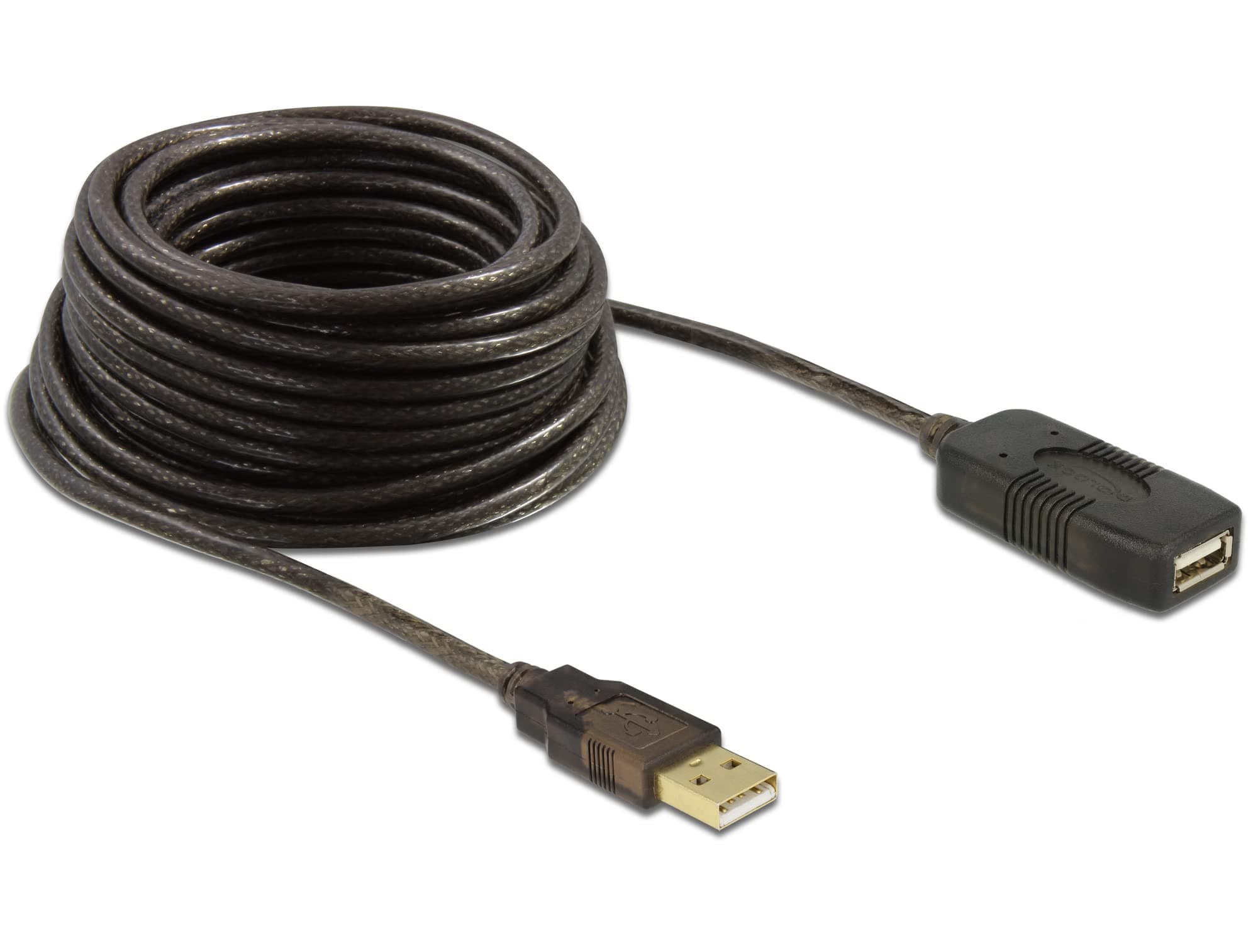 Удължителен кабел DeLock, USB-A мъжко - USB-A женско, USB 2.0, 10 м, Черен