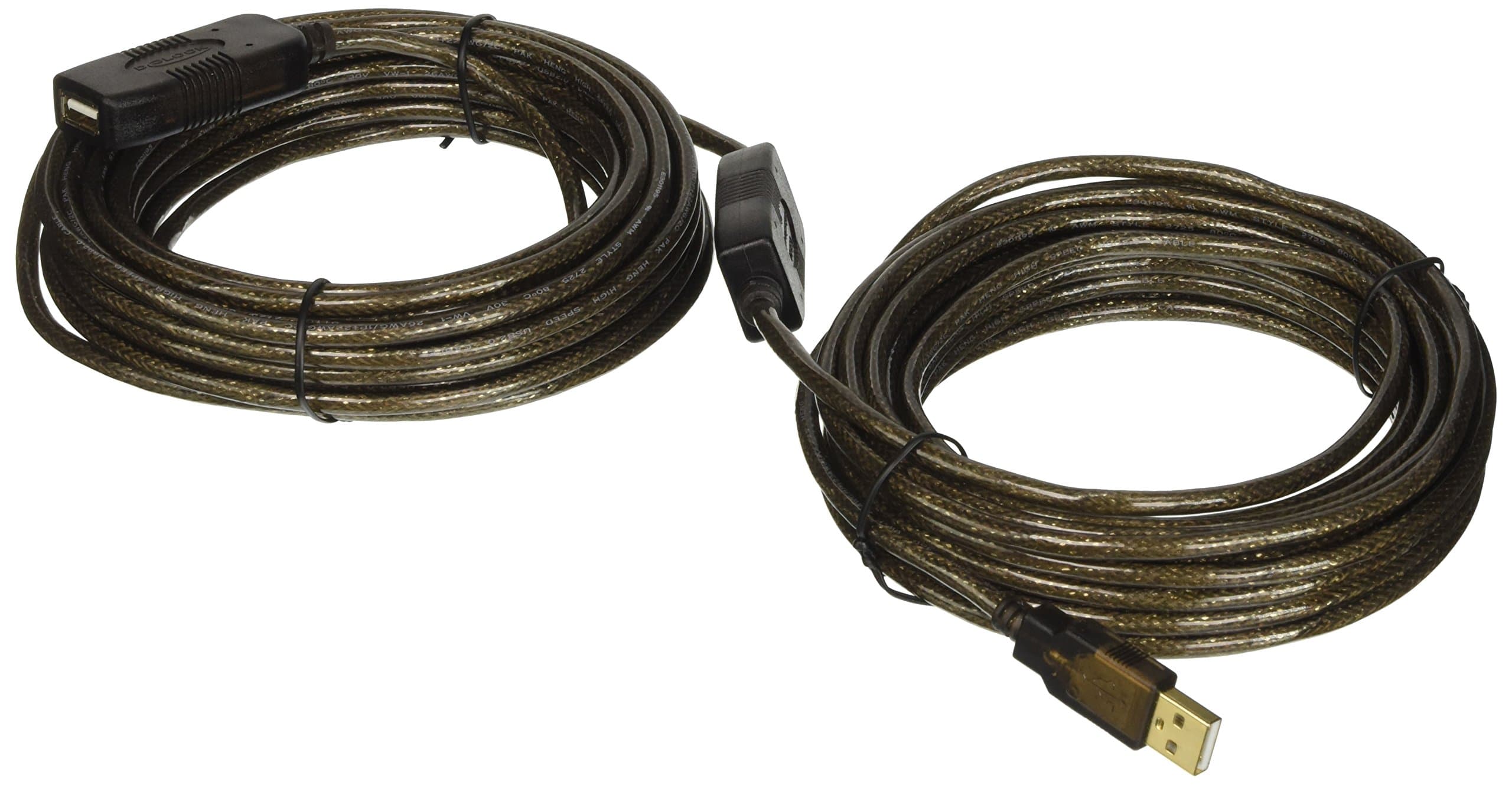 Удължителен кабел DeLock, USB-A женско - USB-A мъжко, USB 2.0, 15 м, Черен