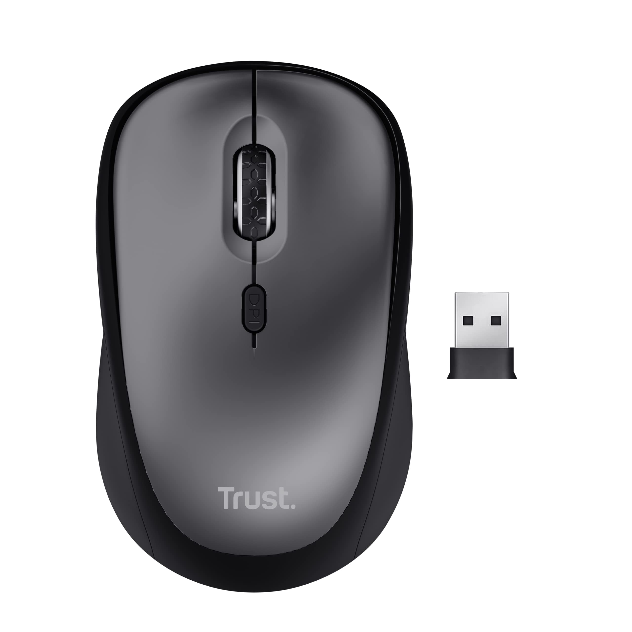 Мишка Trust Yvi+ Black, оптична (1600 dpi), безжична, USB, черна