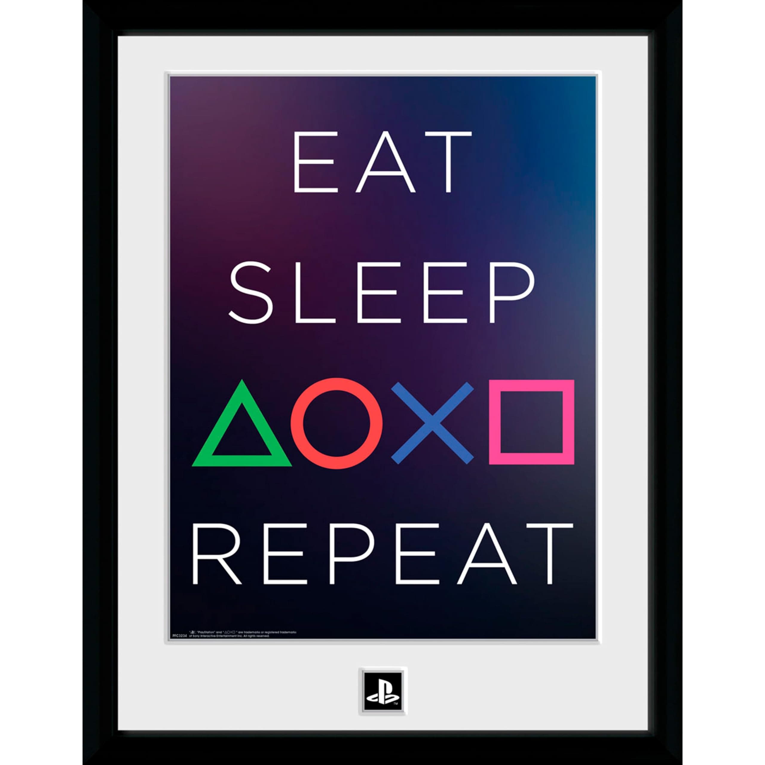 GBEYE PLAYSTATION - Framed print "Eat Sleep Repeat" (30x40)