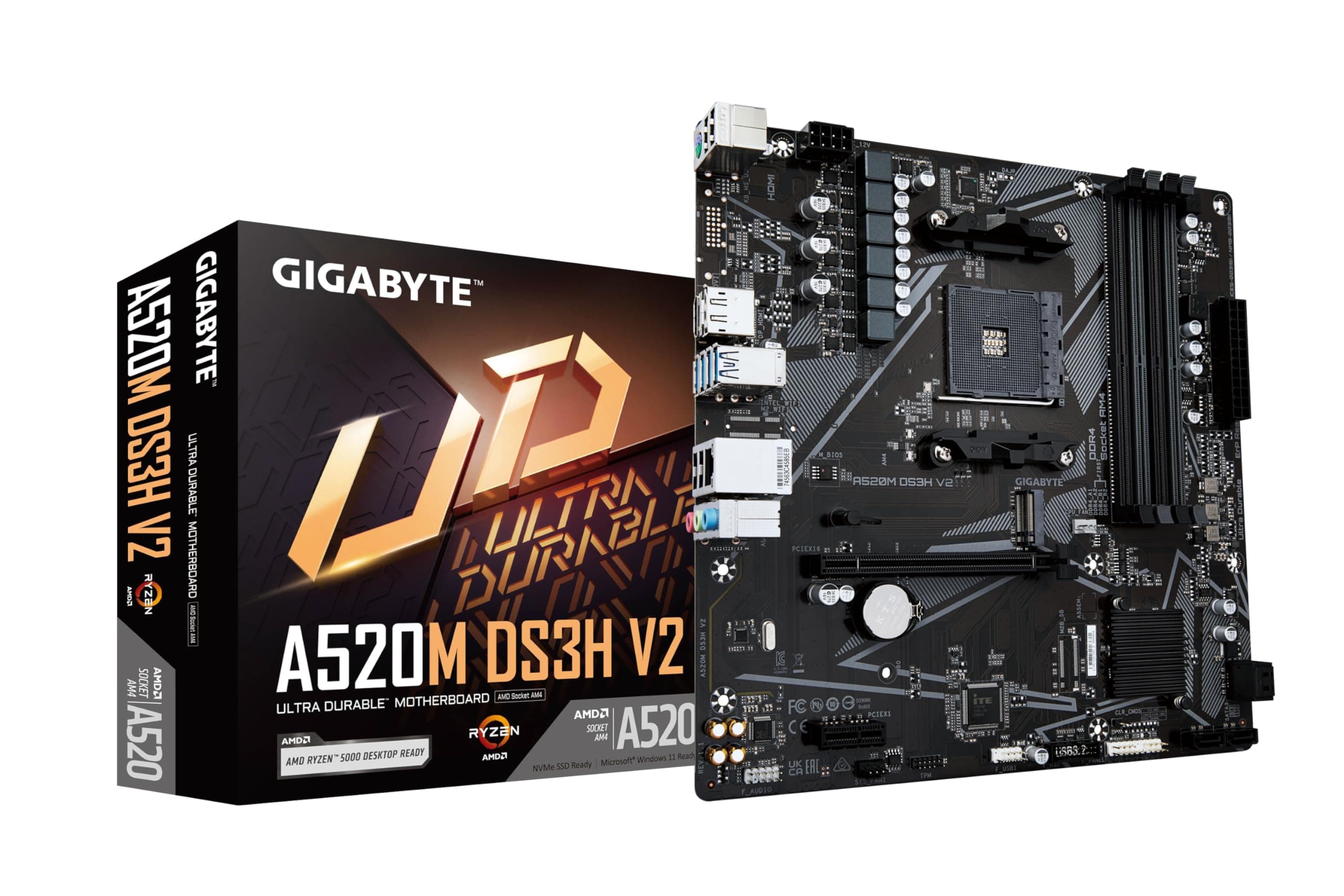 Дънна платка GIGABYTE A520M-DS3H V2, Socket AM4