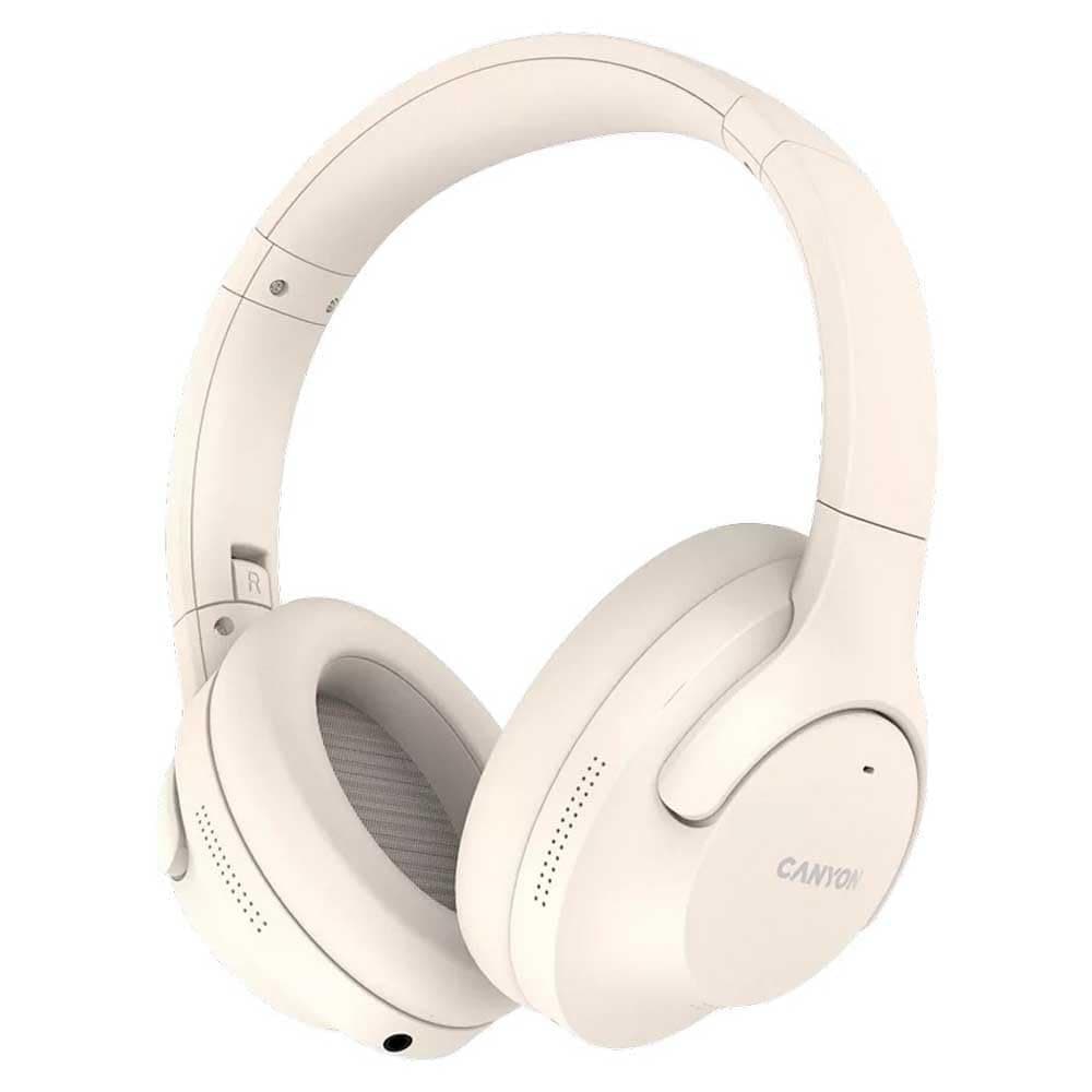 Слушалки Canyon OnRiff 10, жични/безжични, микрофон, Bluetooth, Jack 3.5mm, ANC, до 24 часа време на работа, бежови