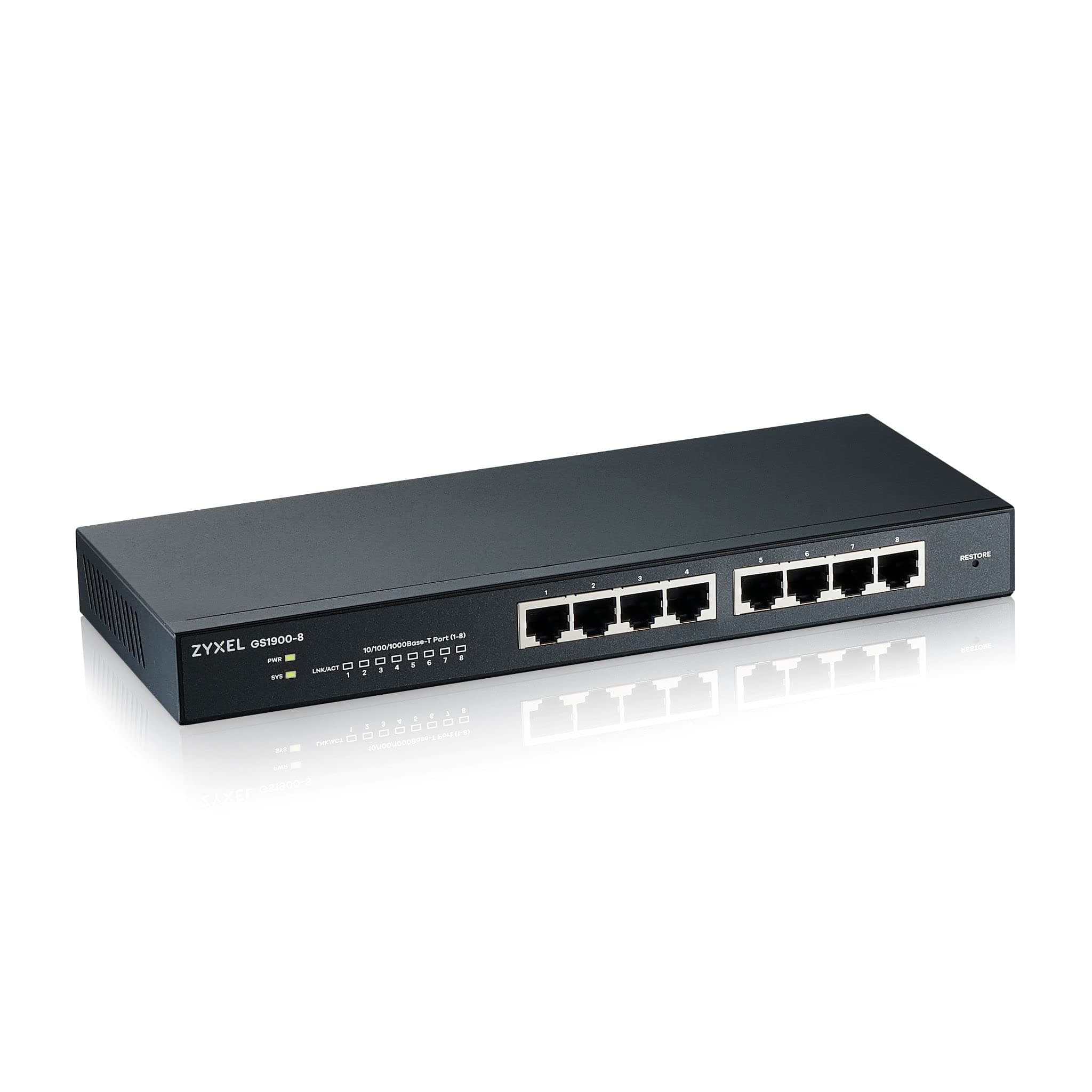 Суич ZYXEL GS1900, 8 портов управляем, Gigabit